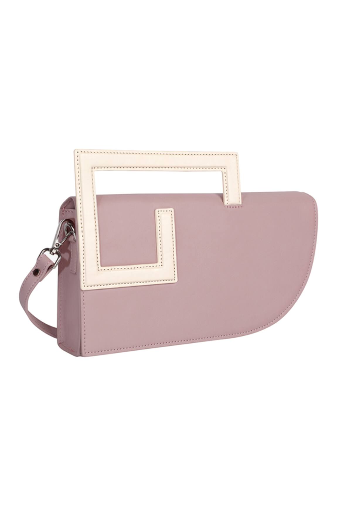 Adisee Emily Leather Structured Pastel Clutch Bag 
