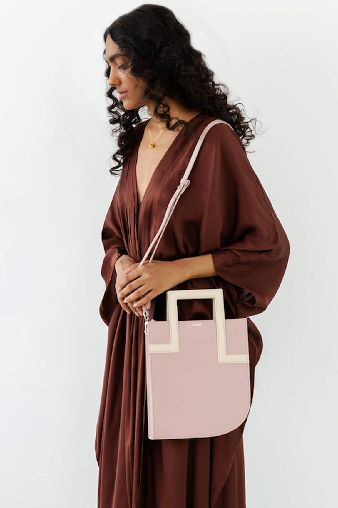 ADISEE Tracy Leather Elongated Pastel Structured Bag