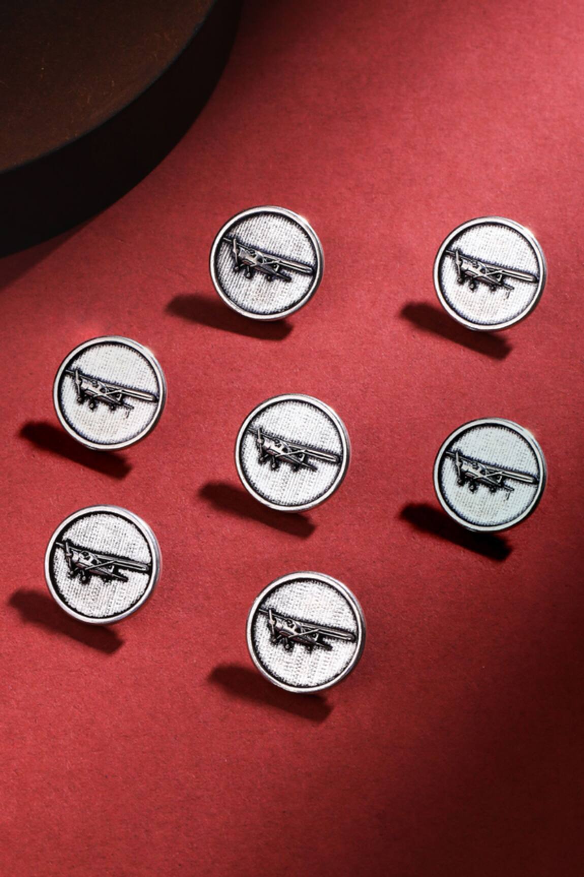 Cosa Nostraa Vintage Plane Carved Buttons - Set of 7