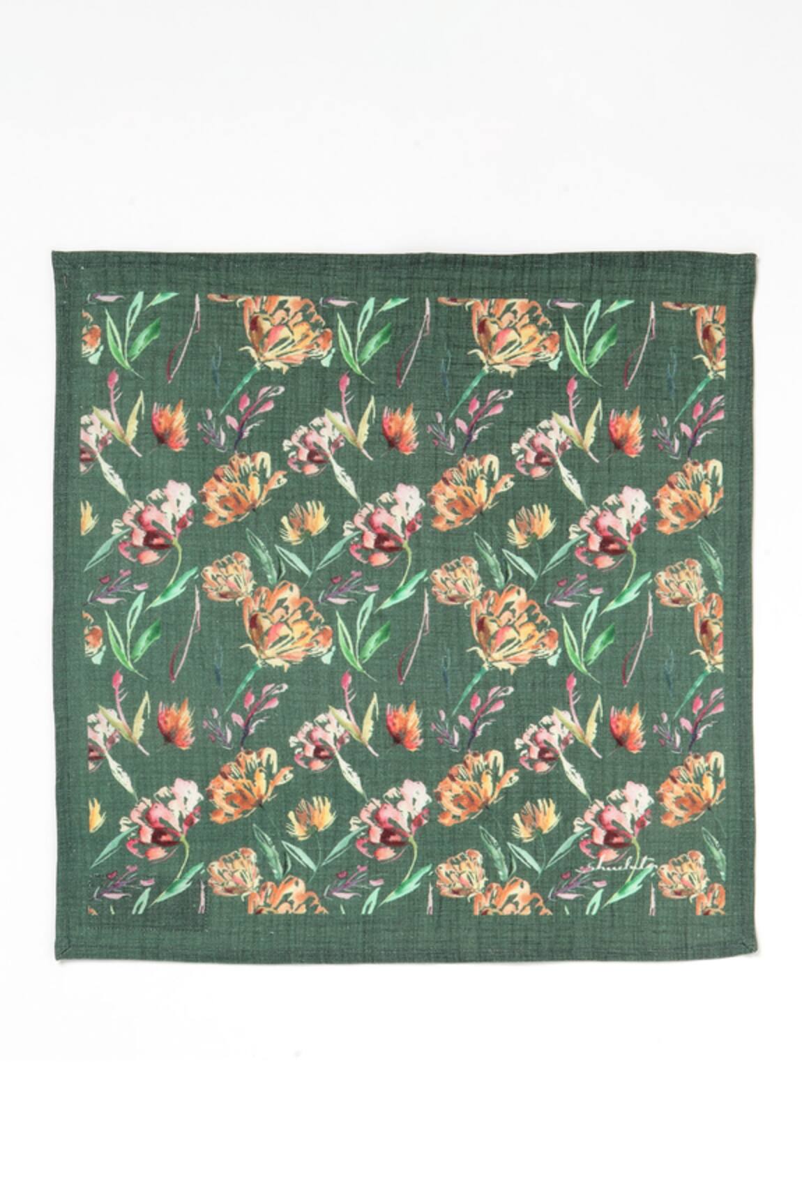 vVyom By Shuchita Soundarya Botanical Print Napkins 4 Pcs Set