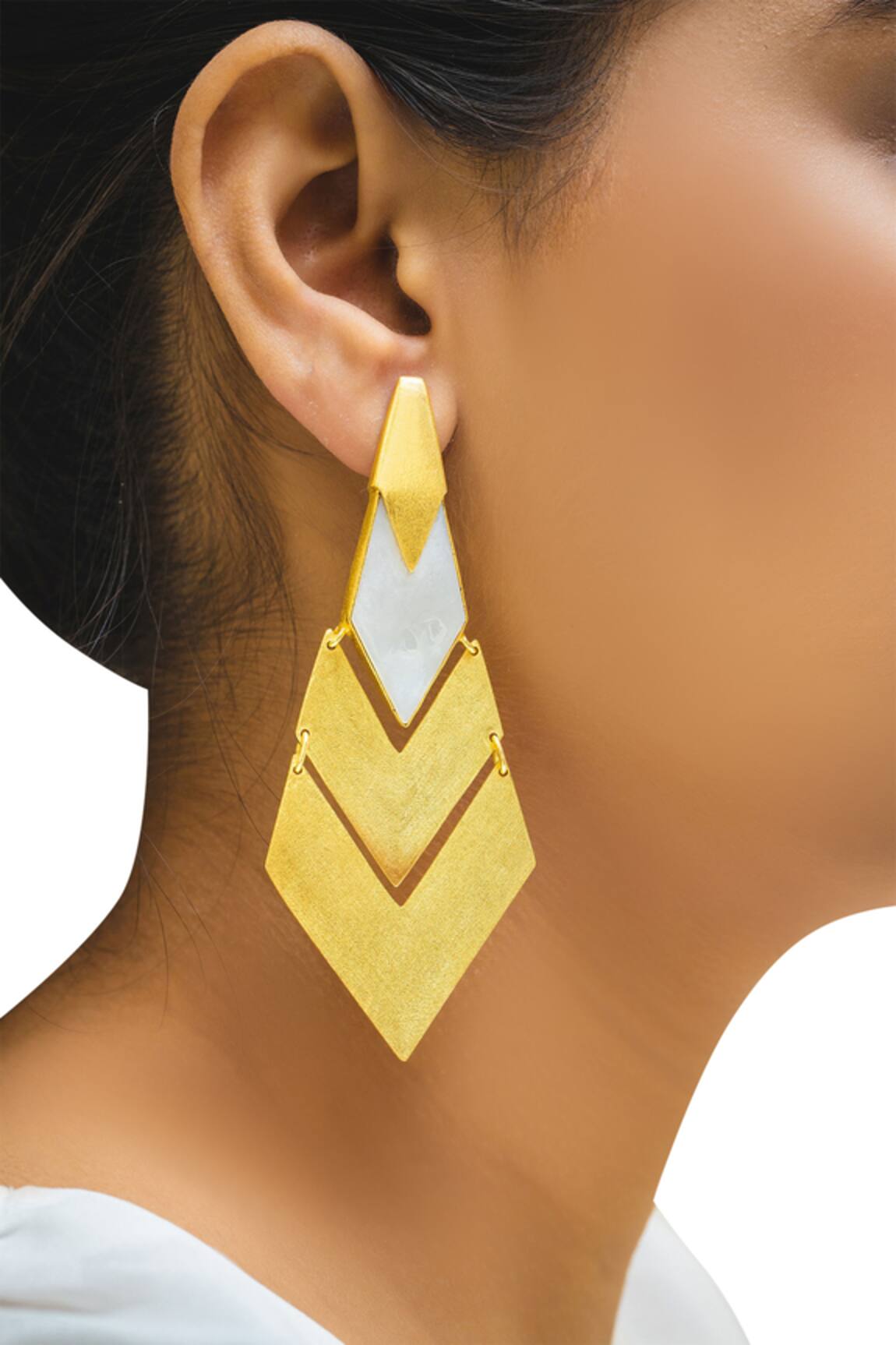 Varnika Arora Geometric Cutwork Stone Earrings