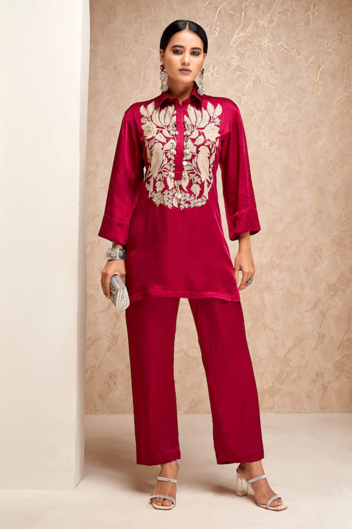 Aditi Somani Embroidered Shirt Tunic & Pant Set