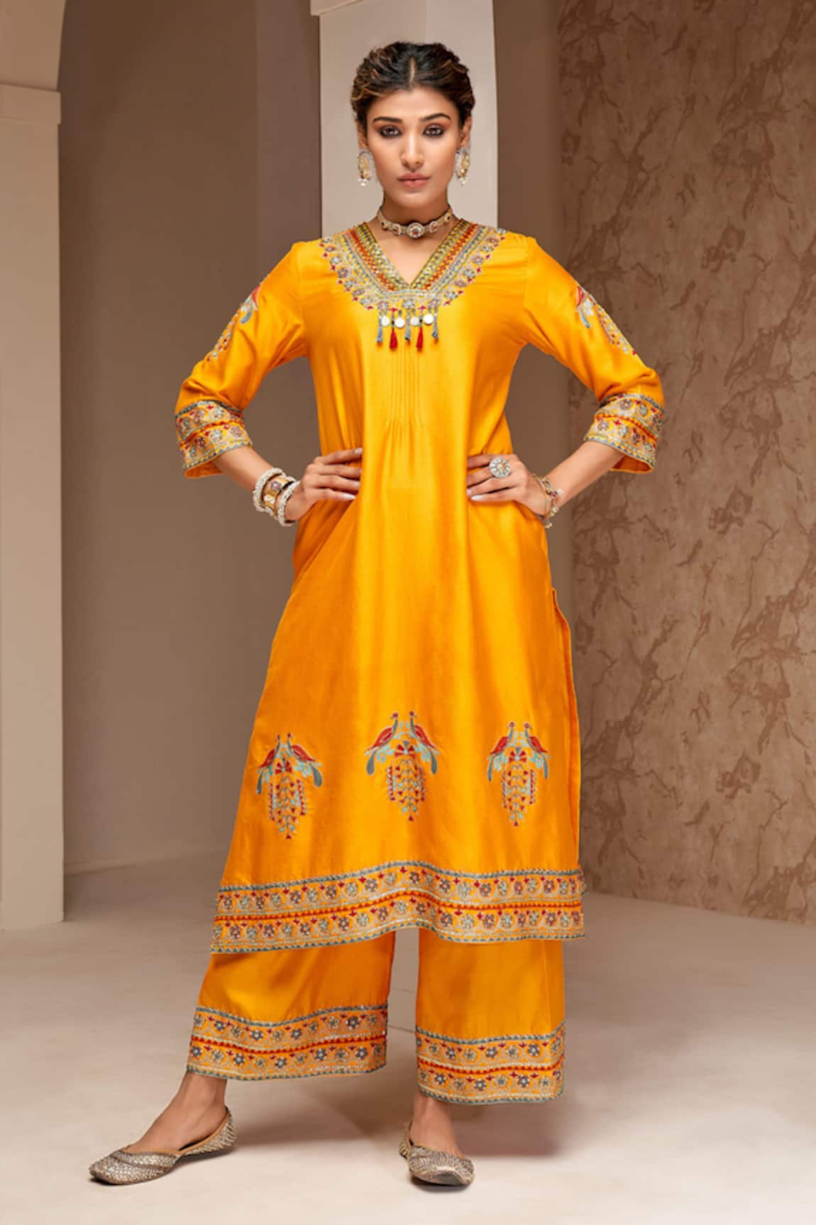 Aditi Somani Cotton Silk Embroidered Kurta & Pant Set