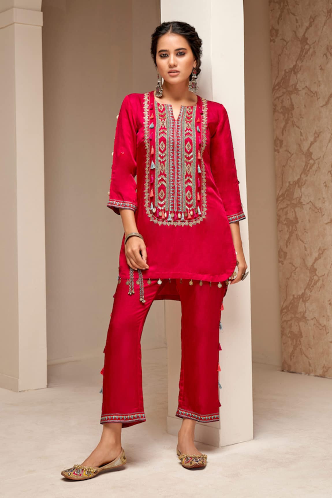 Aditi Somani Cotton Linen Embroidered Kurta & Pant Set