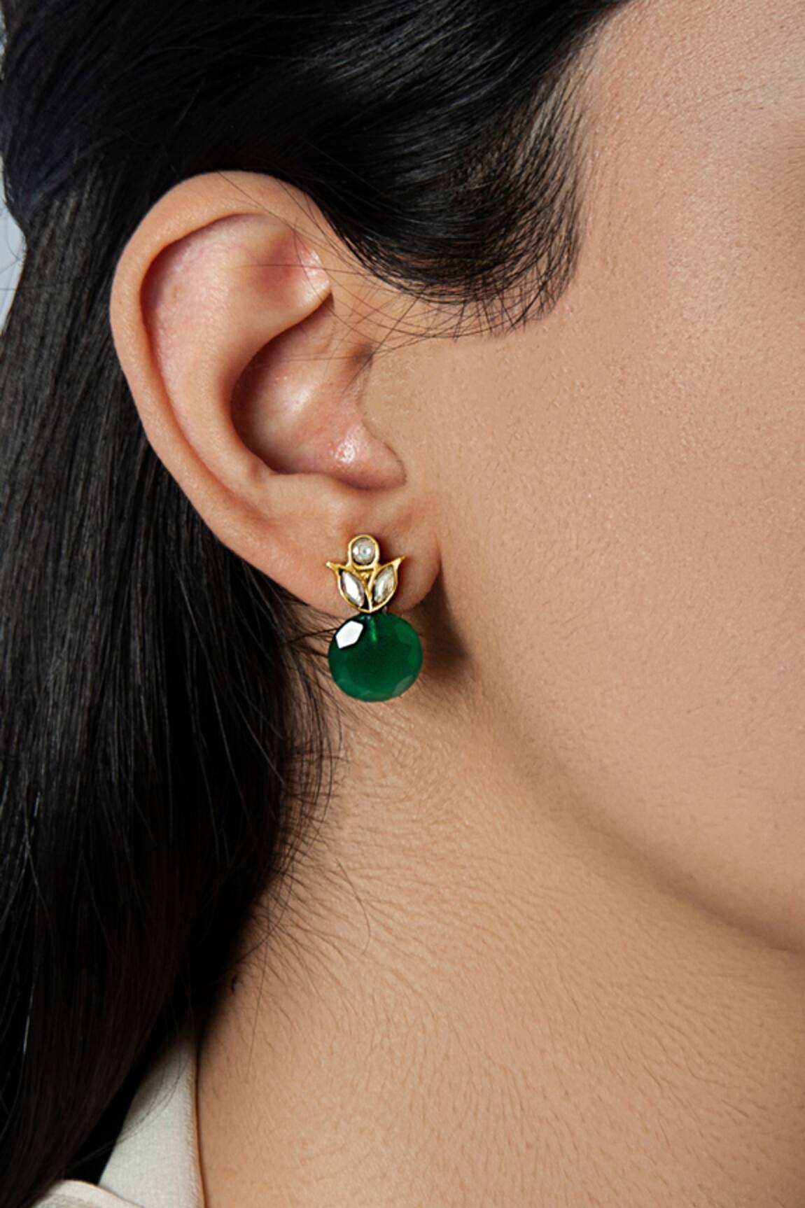 Neeta Boochra Kundan & Onyx Stud Earrings