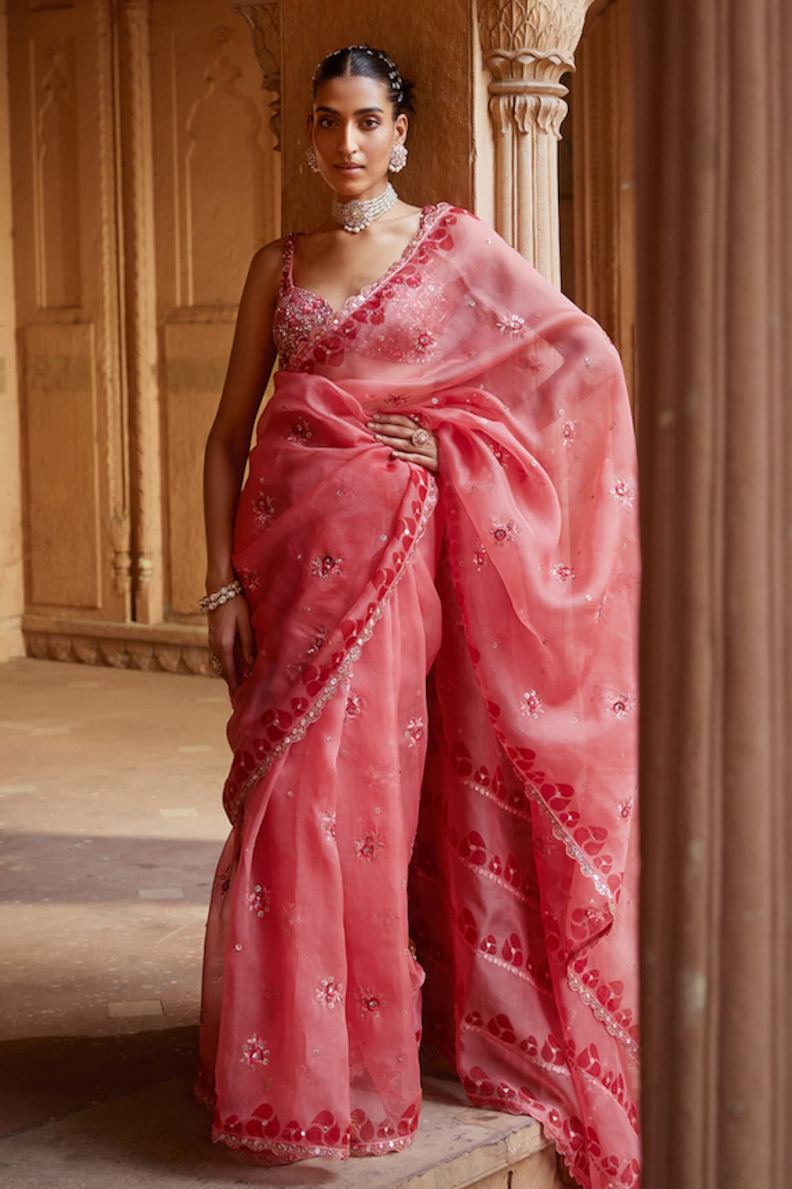 Prevasu Gulbahar Border Printed Saree With Blouse