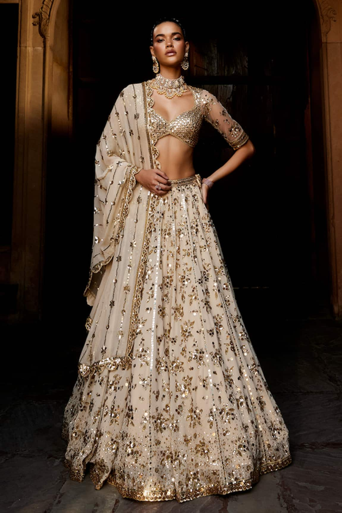 Prevasu Sequin Embroidered Bridal Lehenga Set