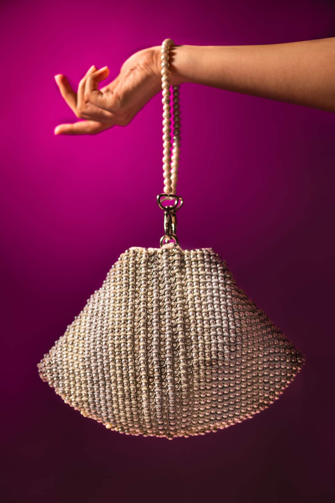 Clutch'D Antique Metal Balls Embedded Clutch Bag
