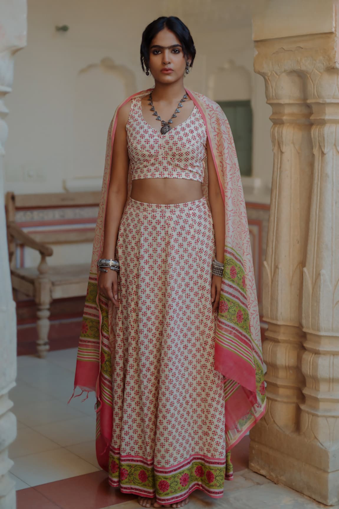 BAARO MASI Geometric Print Lehenga Set