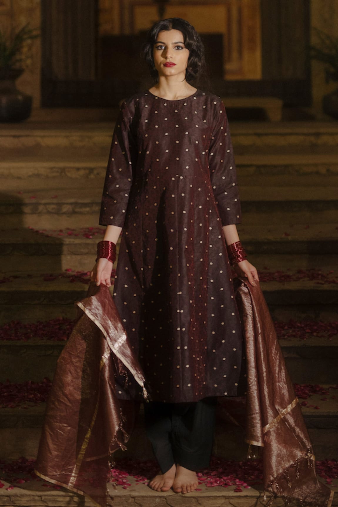 BAARO MASI Brocade A-Line Kurta Salwar Set