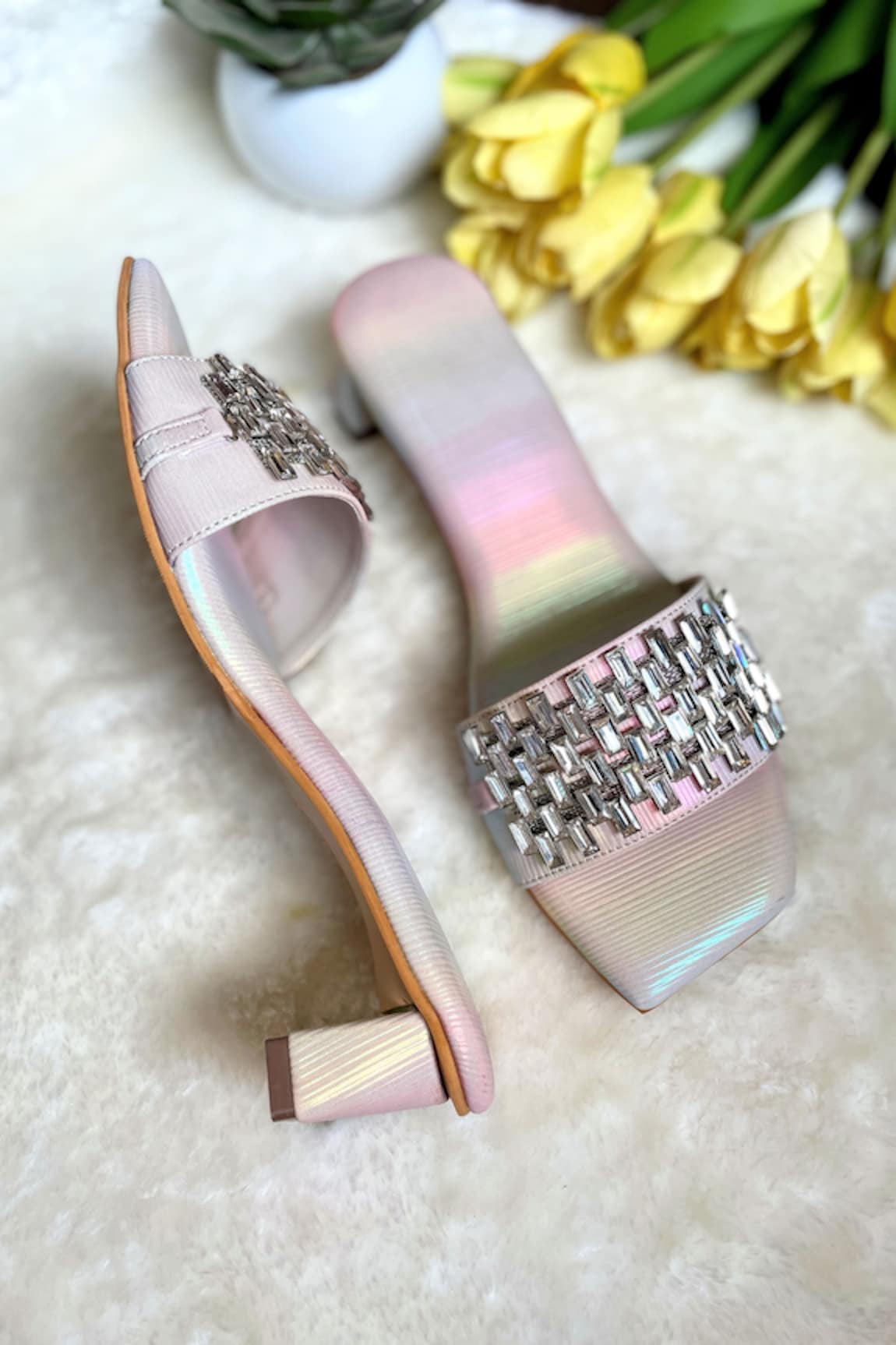 Modanta Footwear Faux Diamond Rainbow Heels