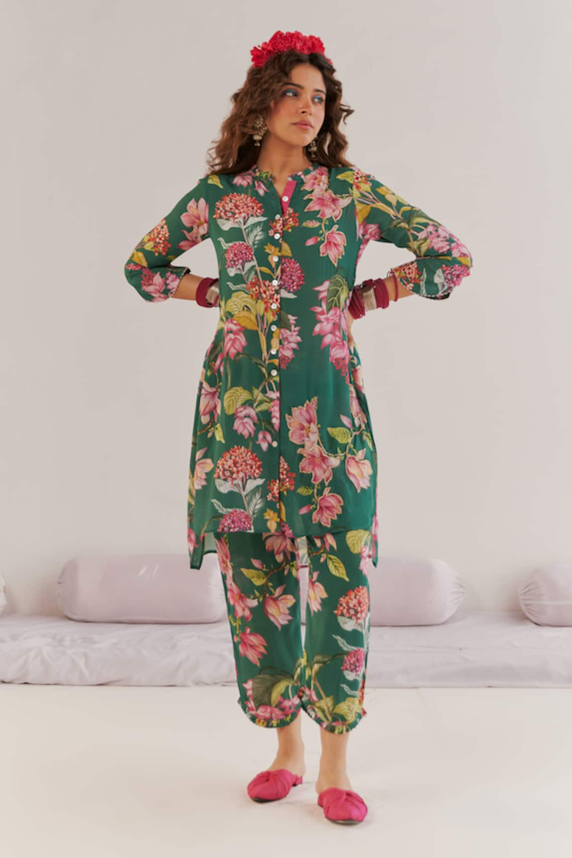 172 THREADS Floral Print Kurta & Pant Set