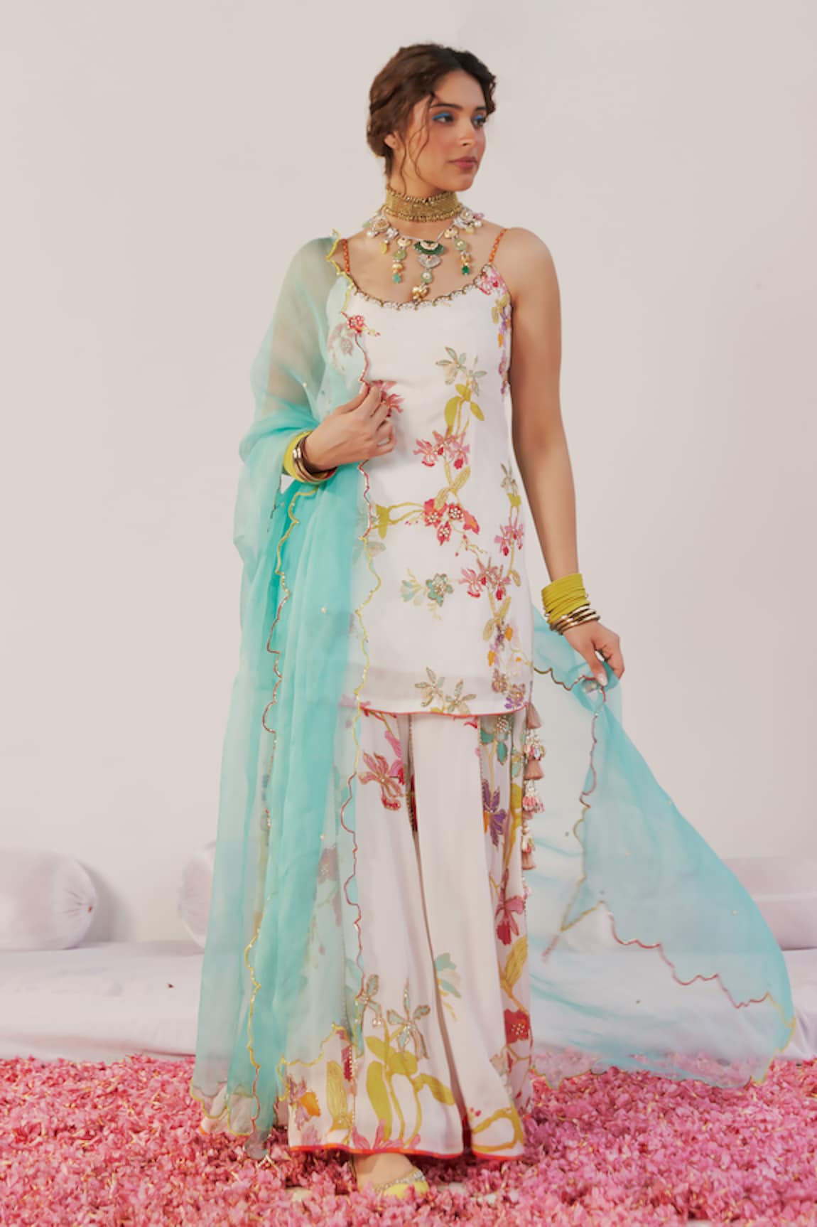 172 THREADS Floral Print Kurta Sharara Set