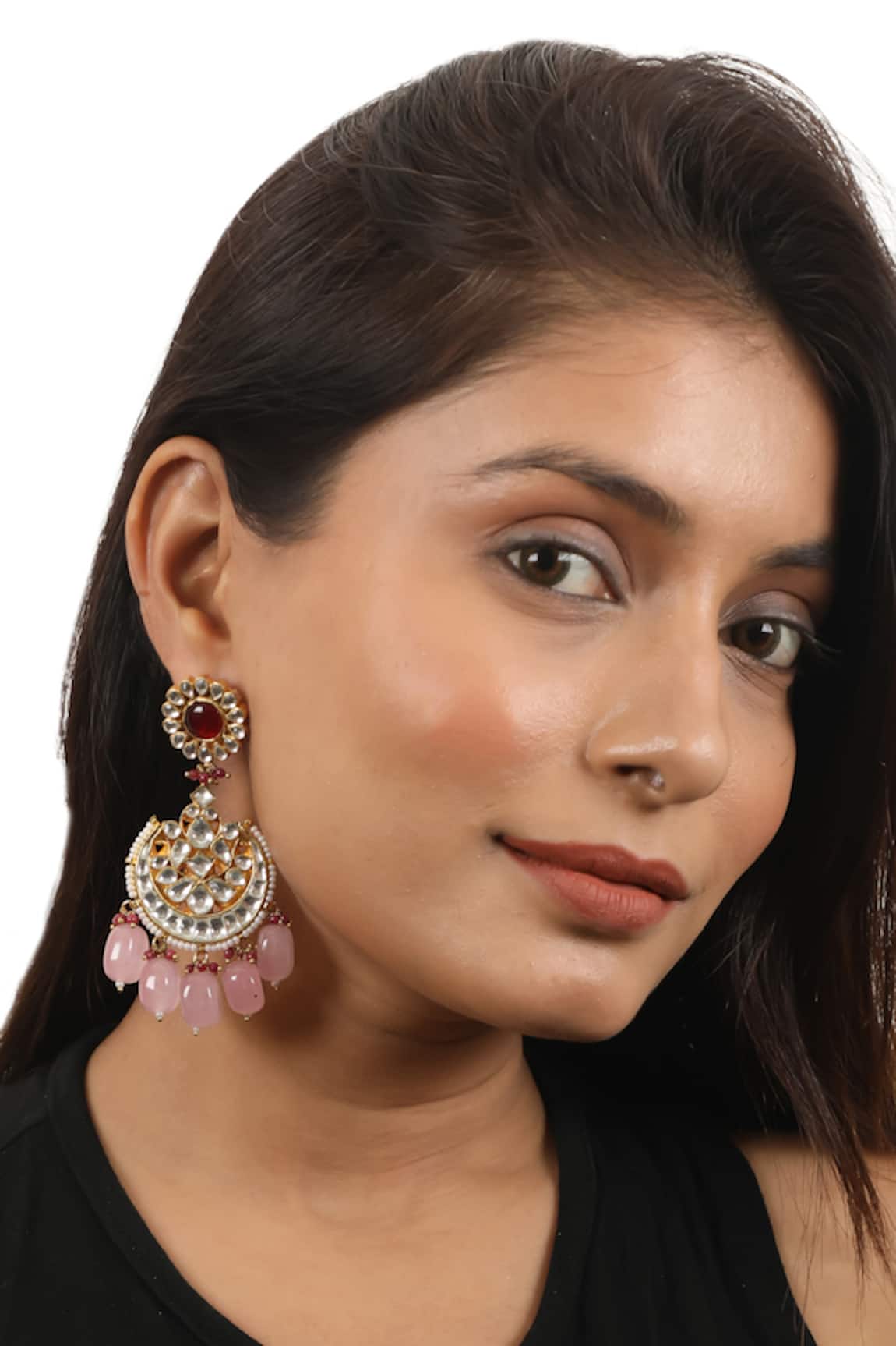 Riana Jewellery Floral Motif Embellished Chandbali Earrings 