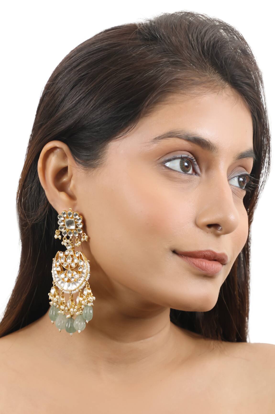 Riana Jewellery Pearl Embellished Chandbali Earrings 