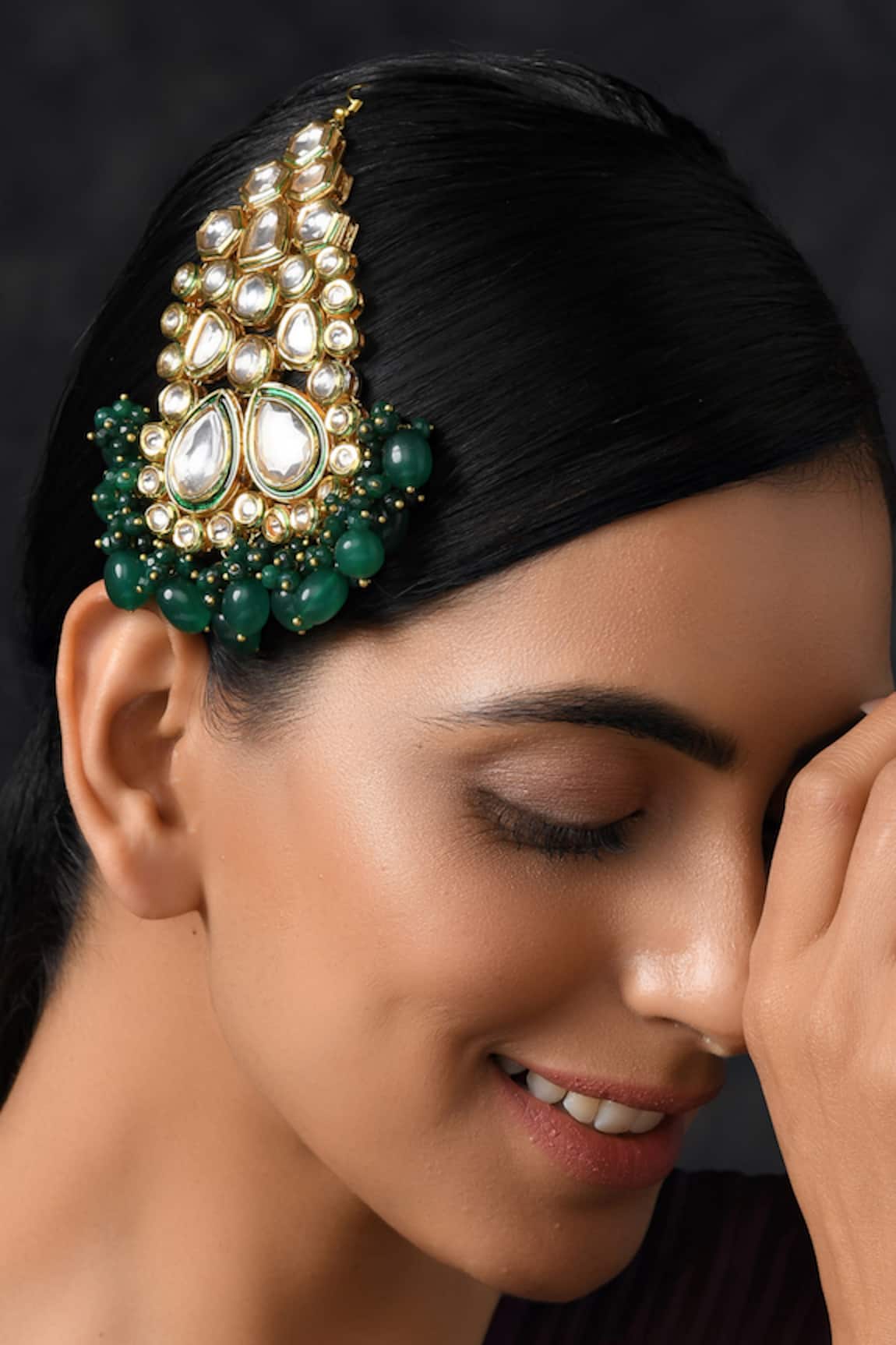 Paisley Pop Gold Kundan Passa with Stone Drops 