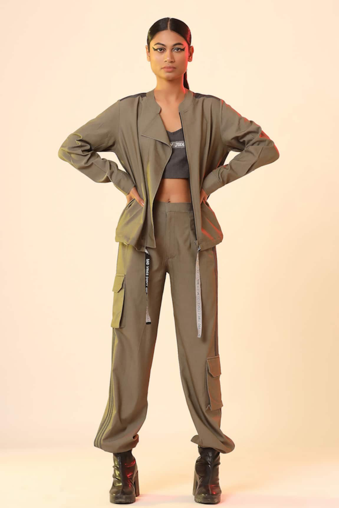 Scribbology Text Panel Jacket With Harem Pant