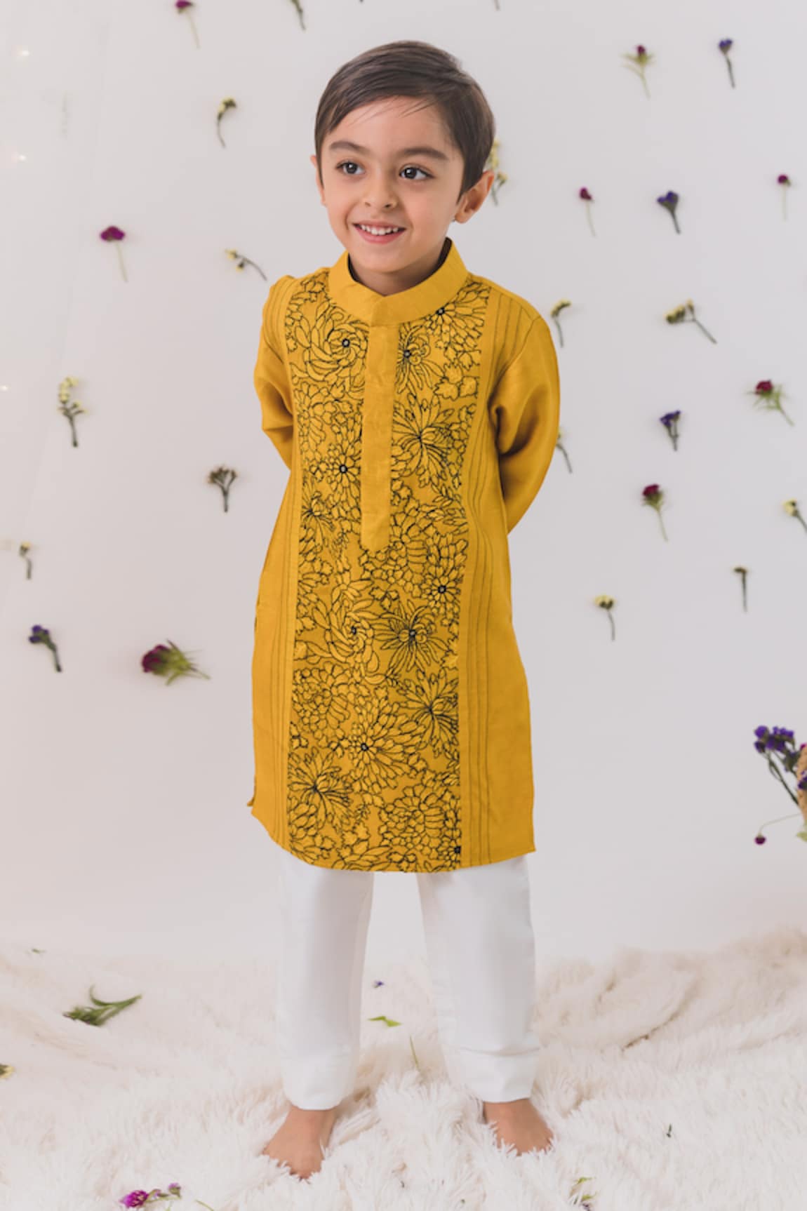 Chotibuti Chrysanthemum Embroidered Kurta With Pant