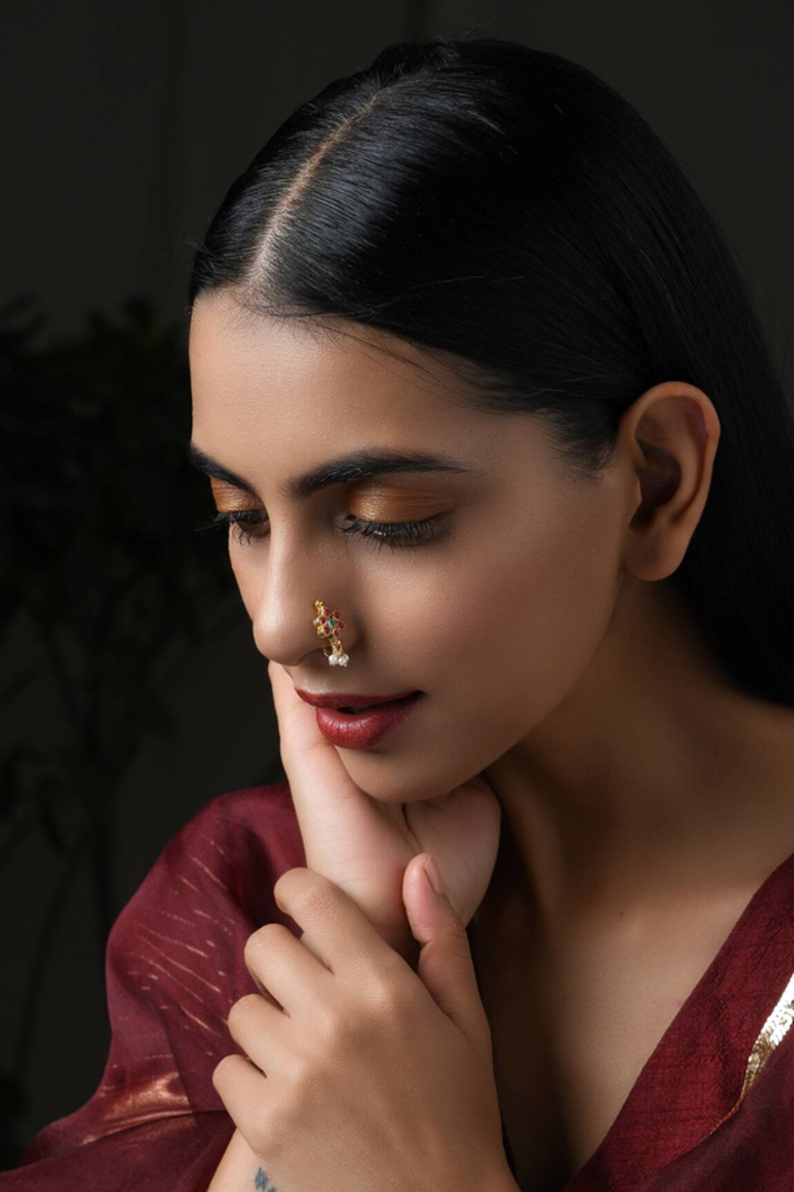 Paisley Pop Floral Kundan Nose Pin