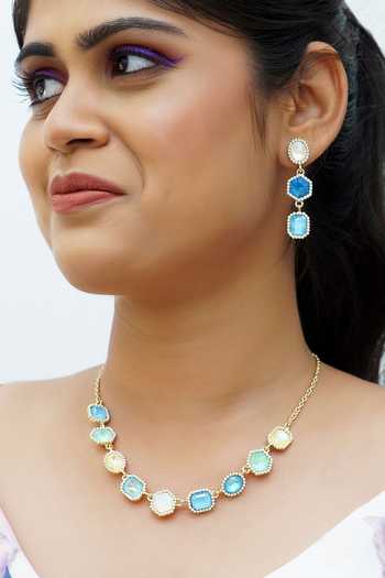 Ishhaara Geometric Shape Stone Embellished Earrings 
