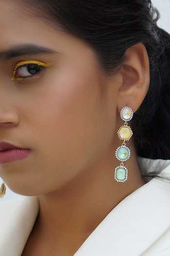 Ishhaara Geometric Crystal Embellished Earrings 