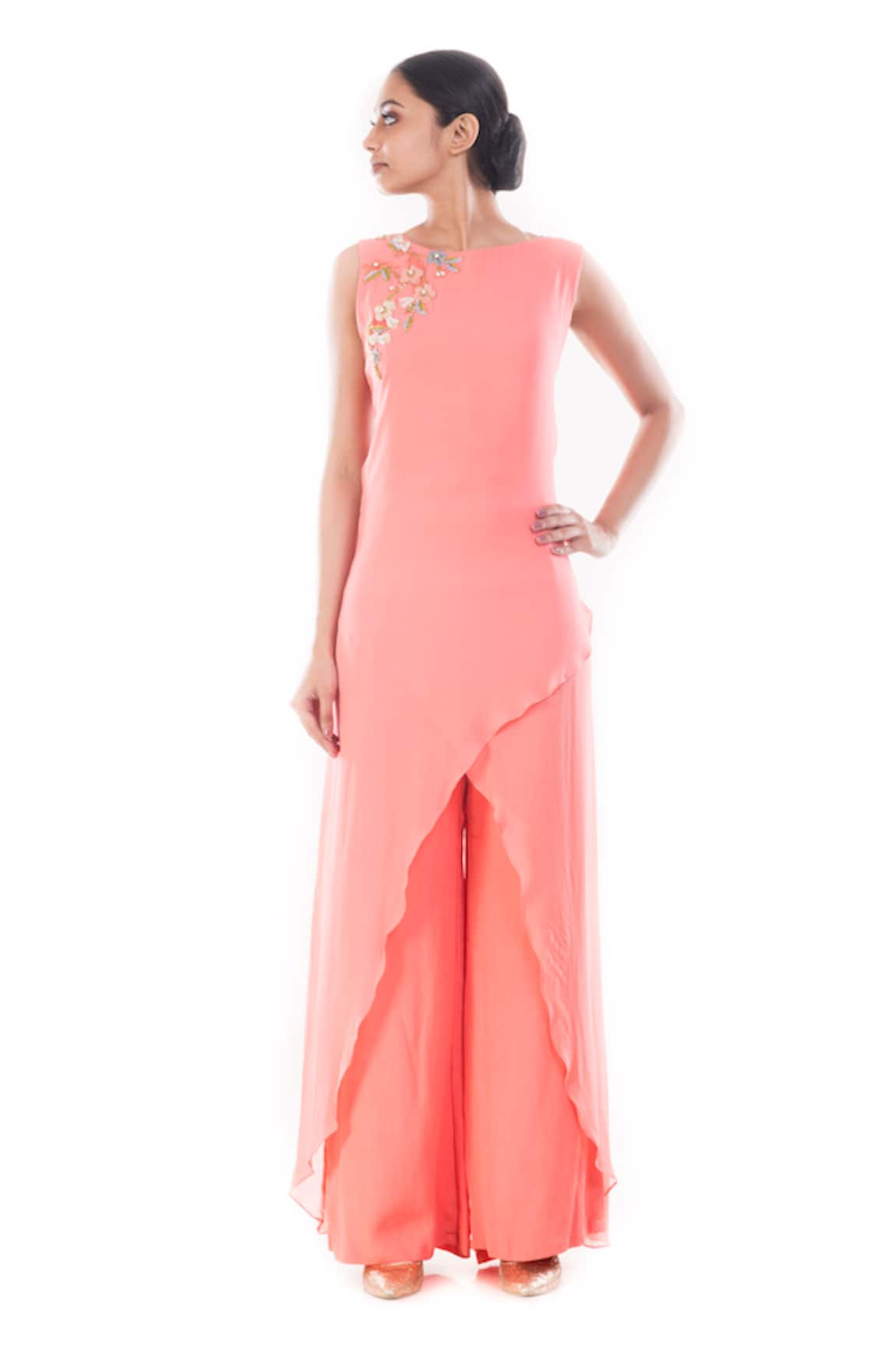 Smriti By Anju Agarwal Aabha Placement Embroidered Tunic & Pant Set