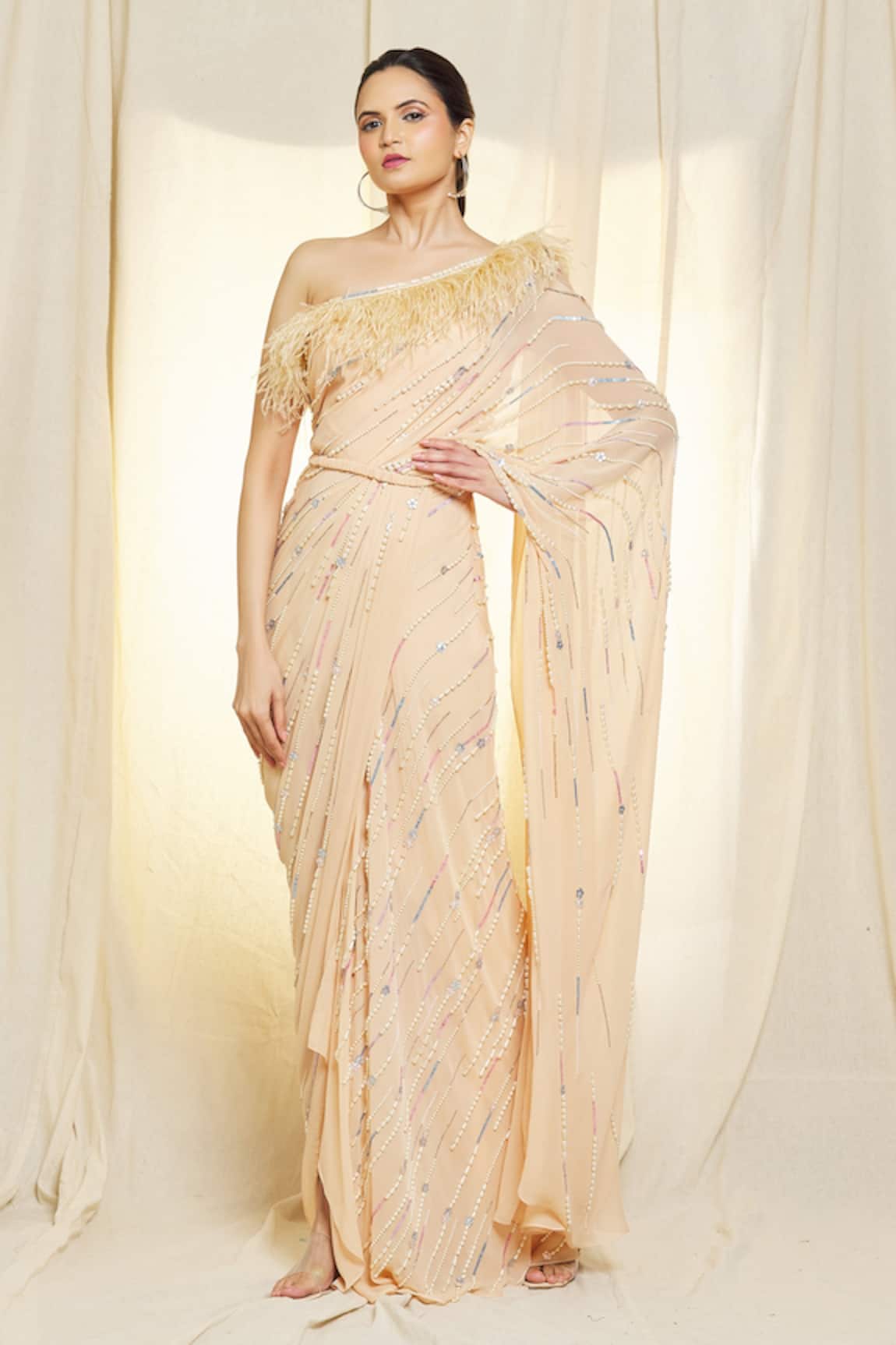 Graceful Harmony: Green Maxi Gown with Pink Kanchi Soft Silk Border – Kalas  Couture