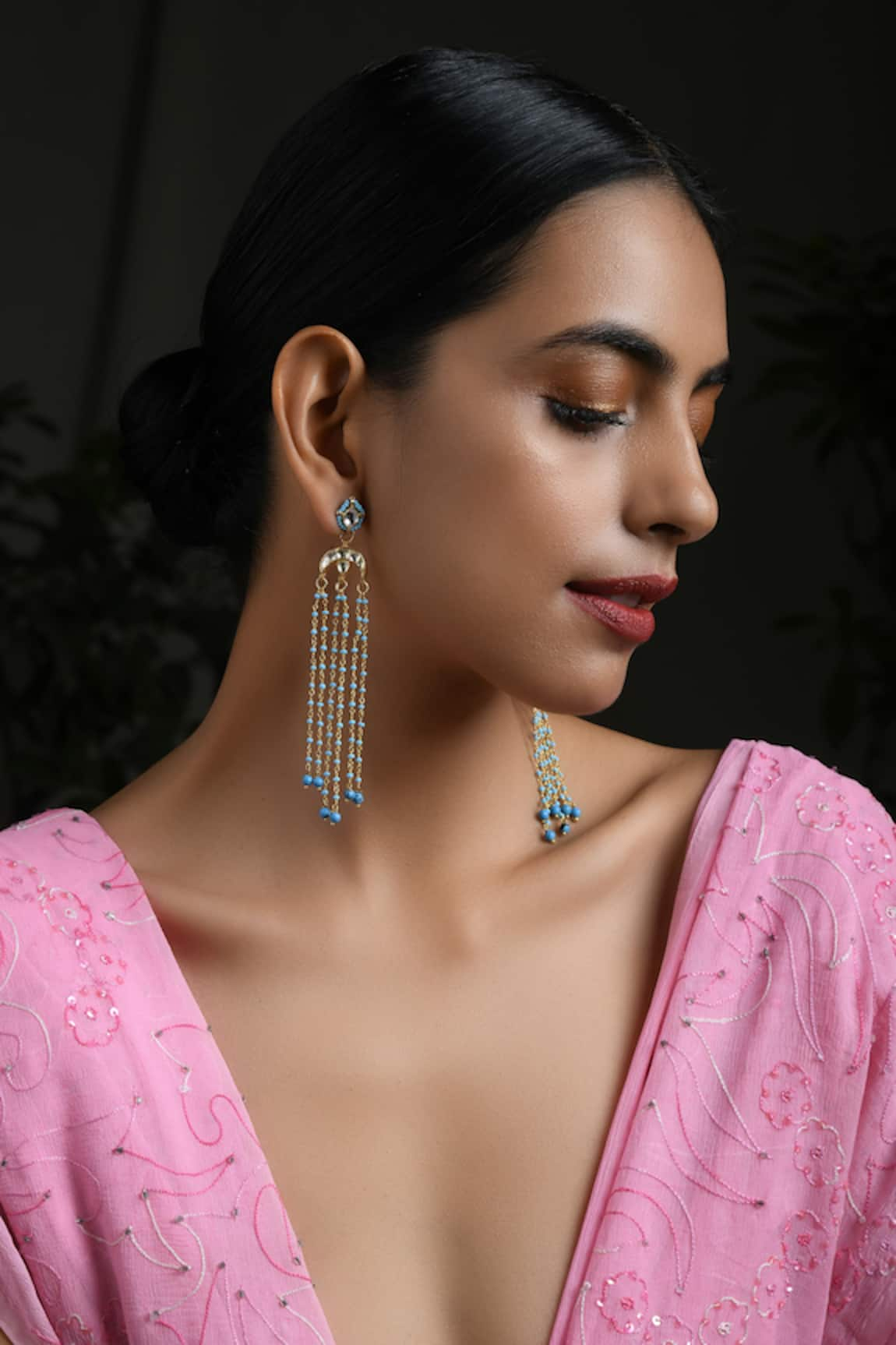 Paisley Pop Kundan Chain Earrings