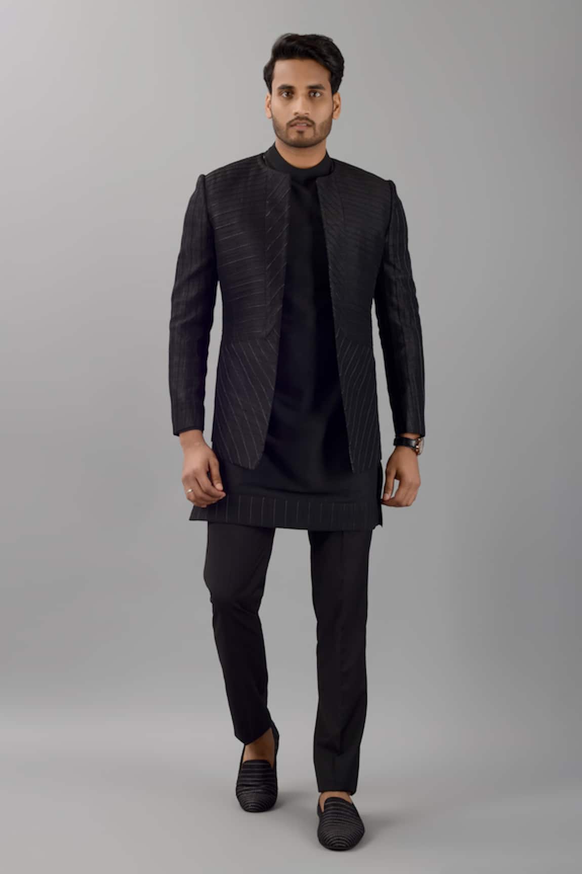 Siddhesh Chauhan Pintucked Jodhpuri Jacket & Kurta Set