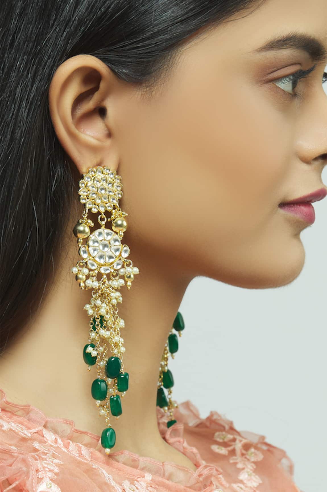 Moh-Maya by Disha Khatri Kundan Long Earrings 
