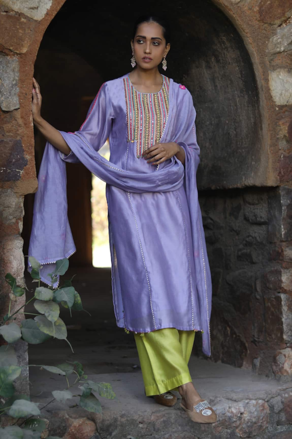 Label Kinjal Modi Sequins Embroidered Kurta Pant Set