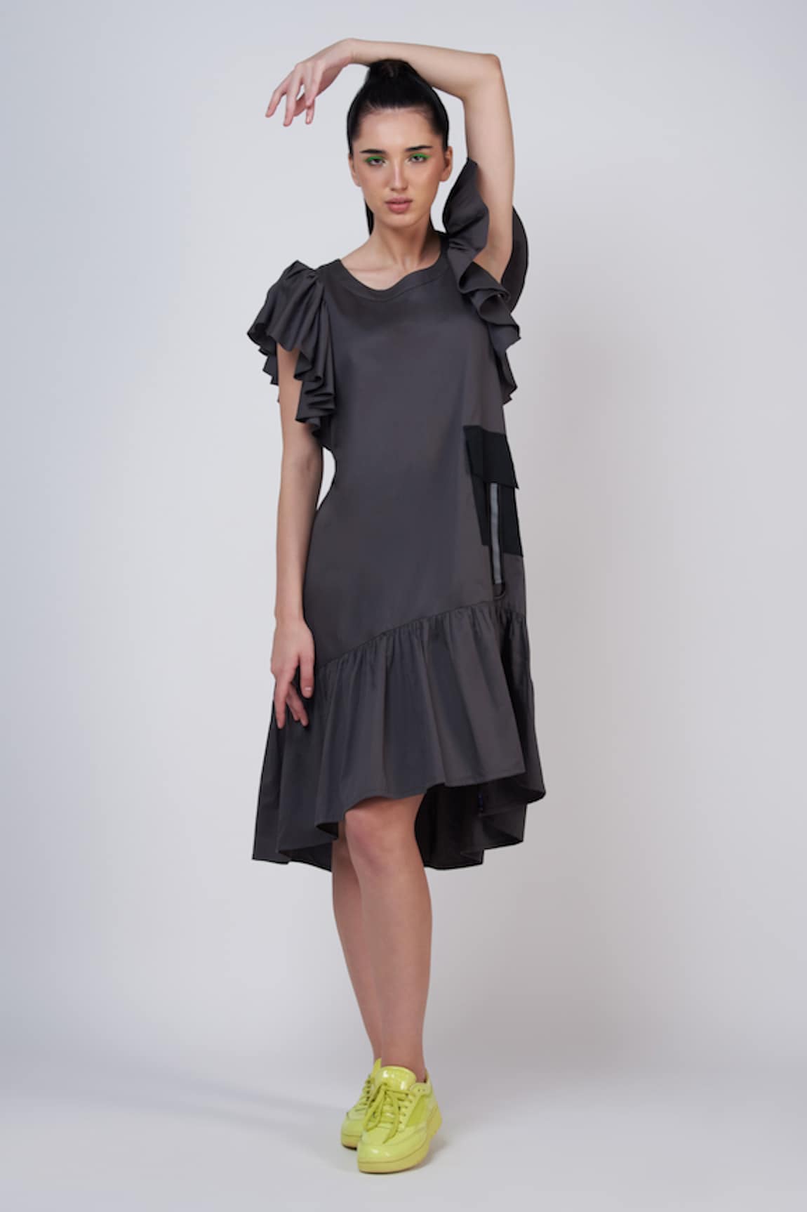 Krati Jain Ruffle Sleeve Tiered Dress