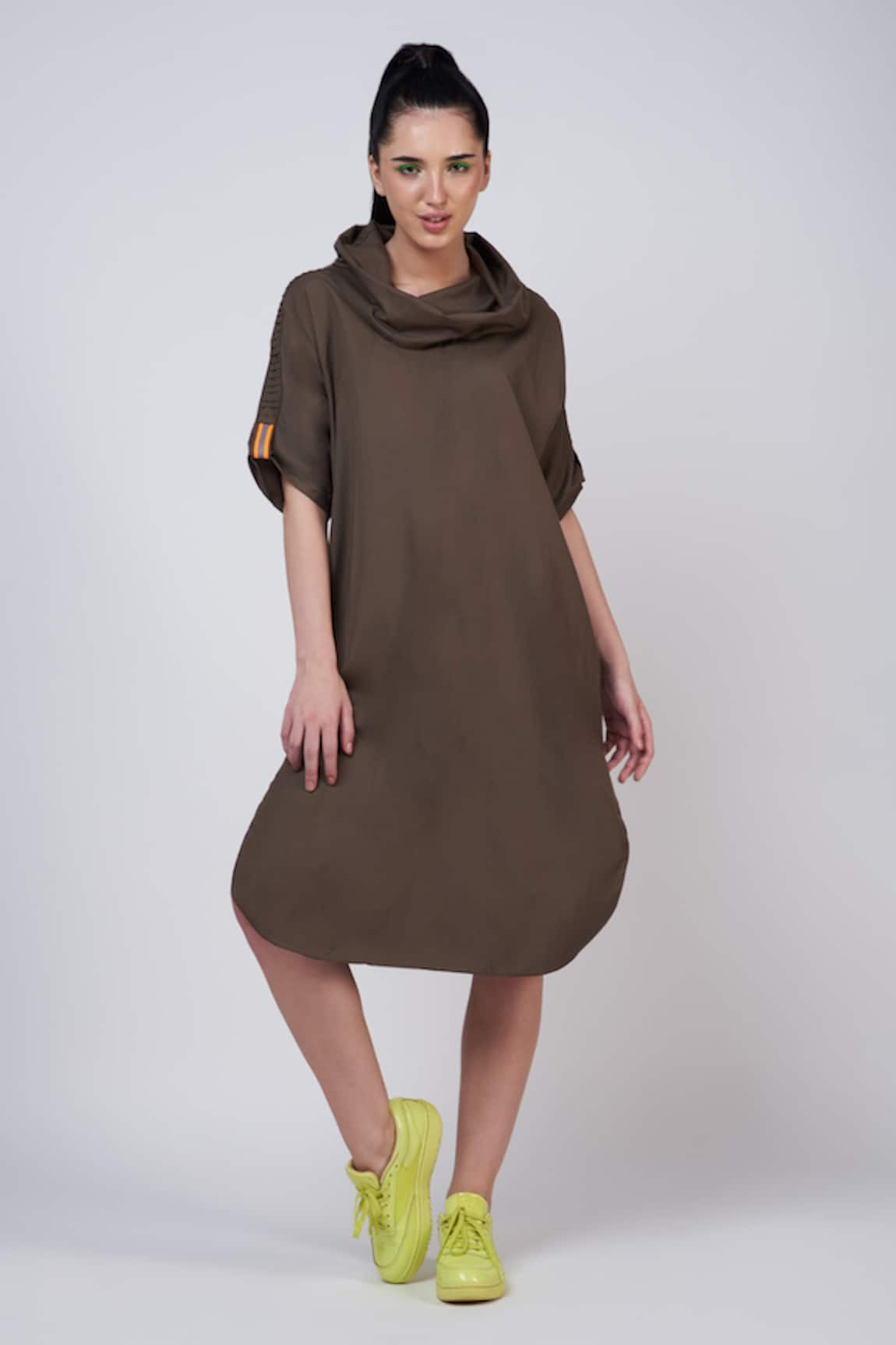 Krati Jain Cowl Neck Plain Dress