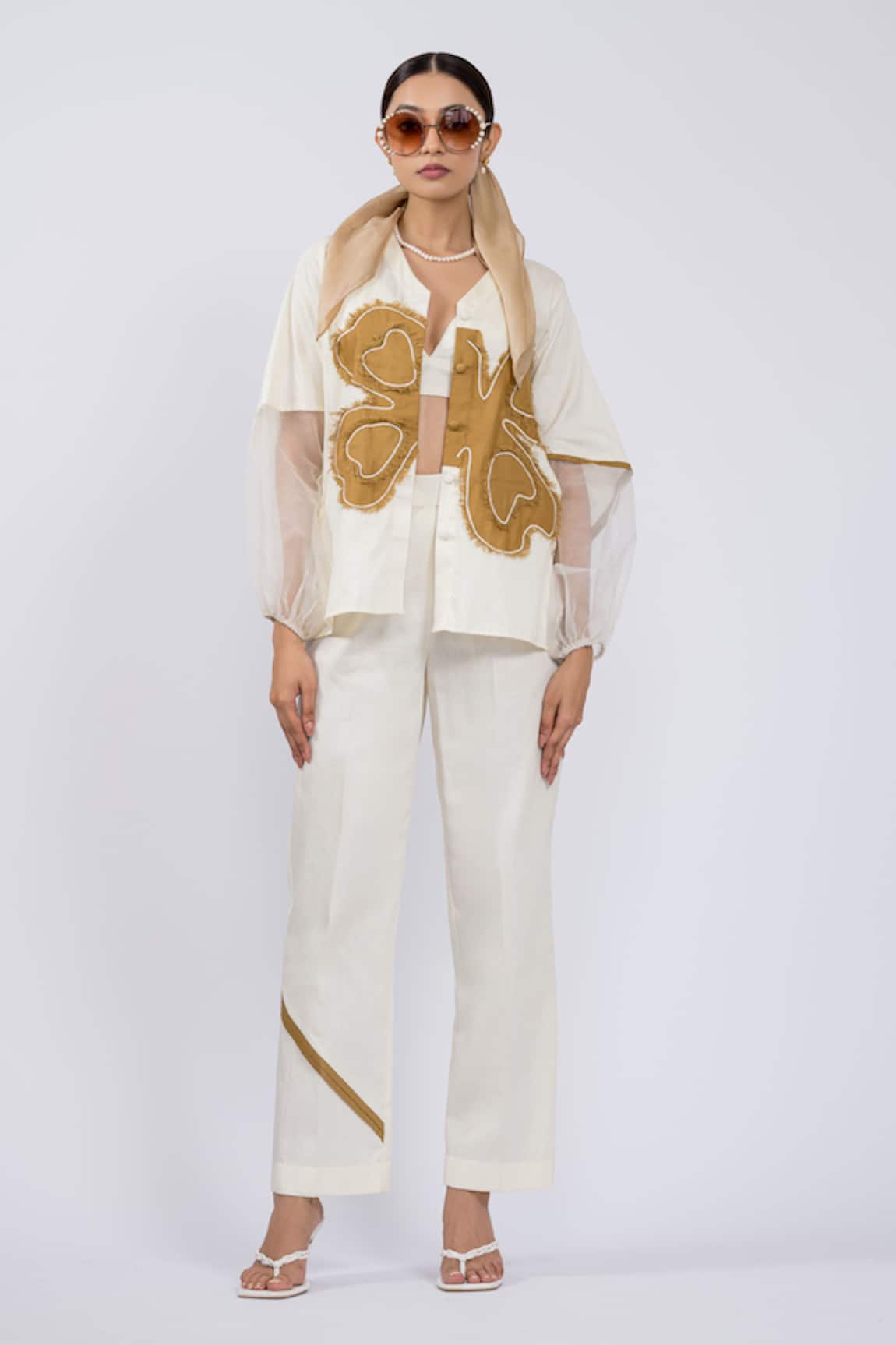 The Dramebaaz CO Mirage Cotton Embroidered Jacket & Pant Set