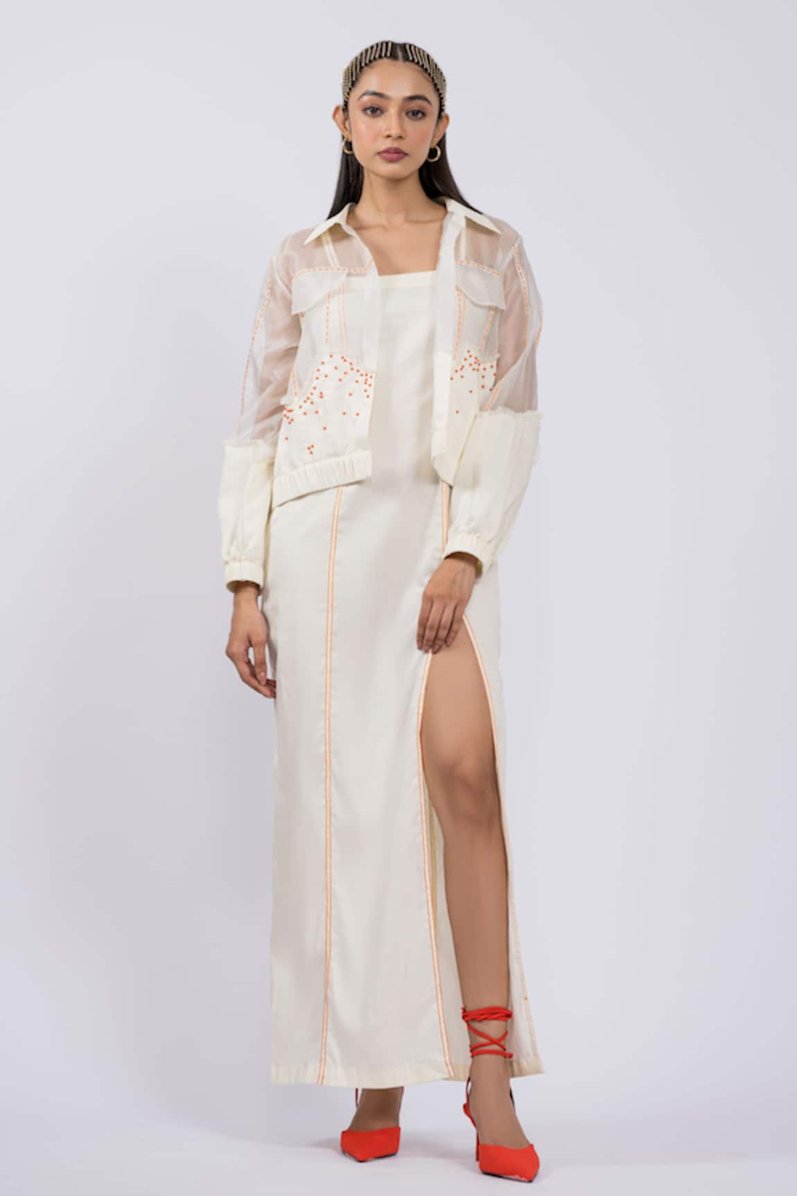 The Dramebaaz CO Cotton Embroidered Sheer Jacket 