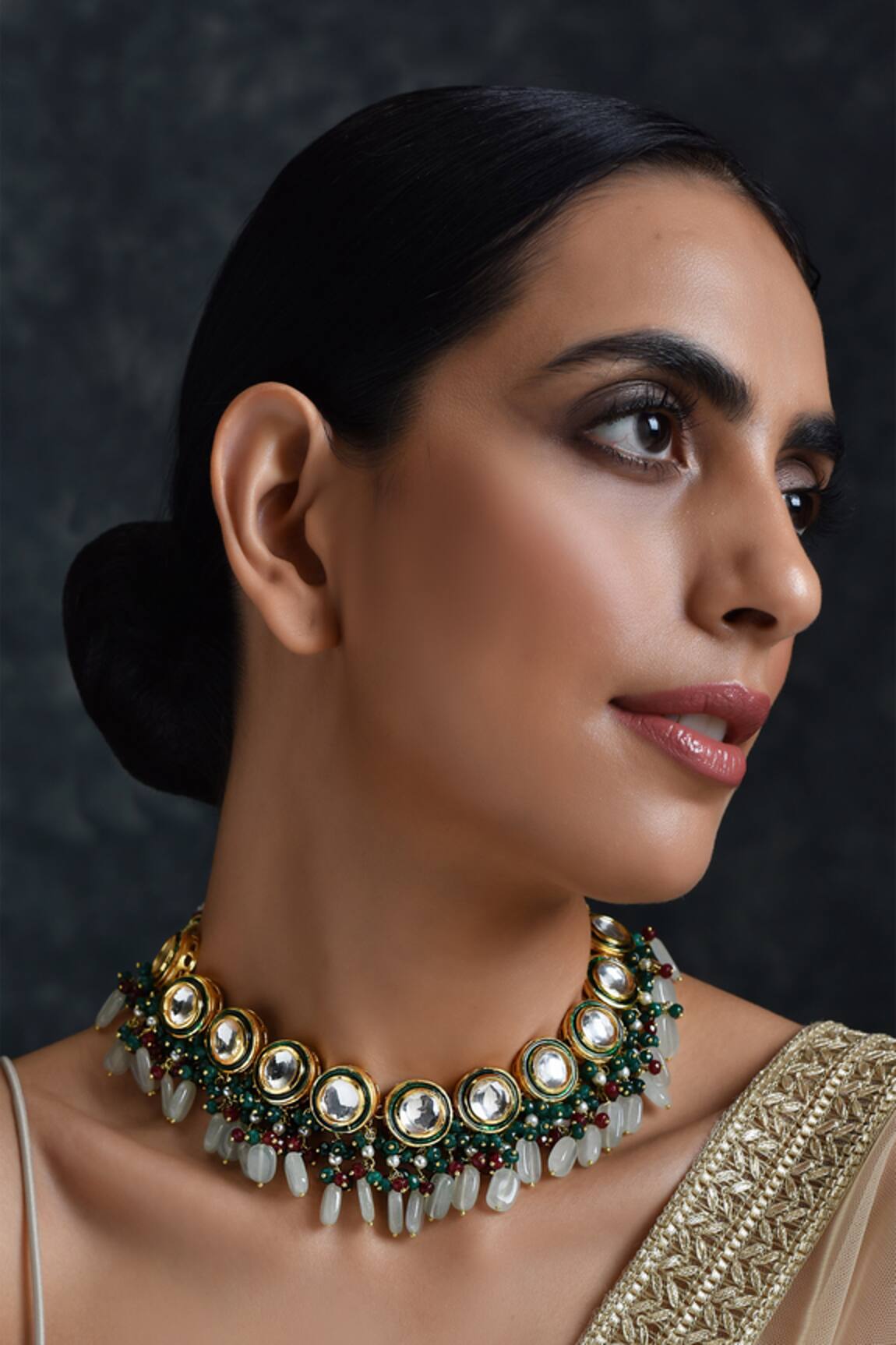 Paisley Pop Kundan Stone Drop Choker 