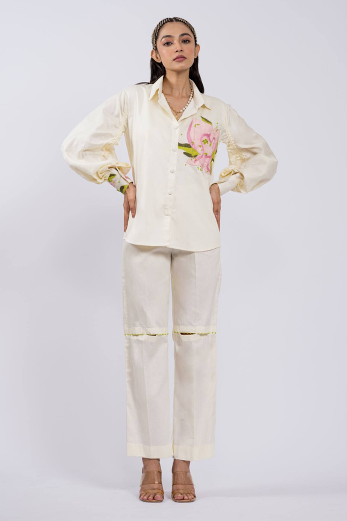 The Dramebaaz CO Cotton Embroidered Shirt & Pant Set