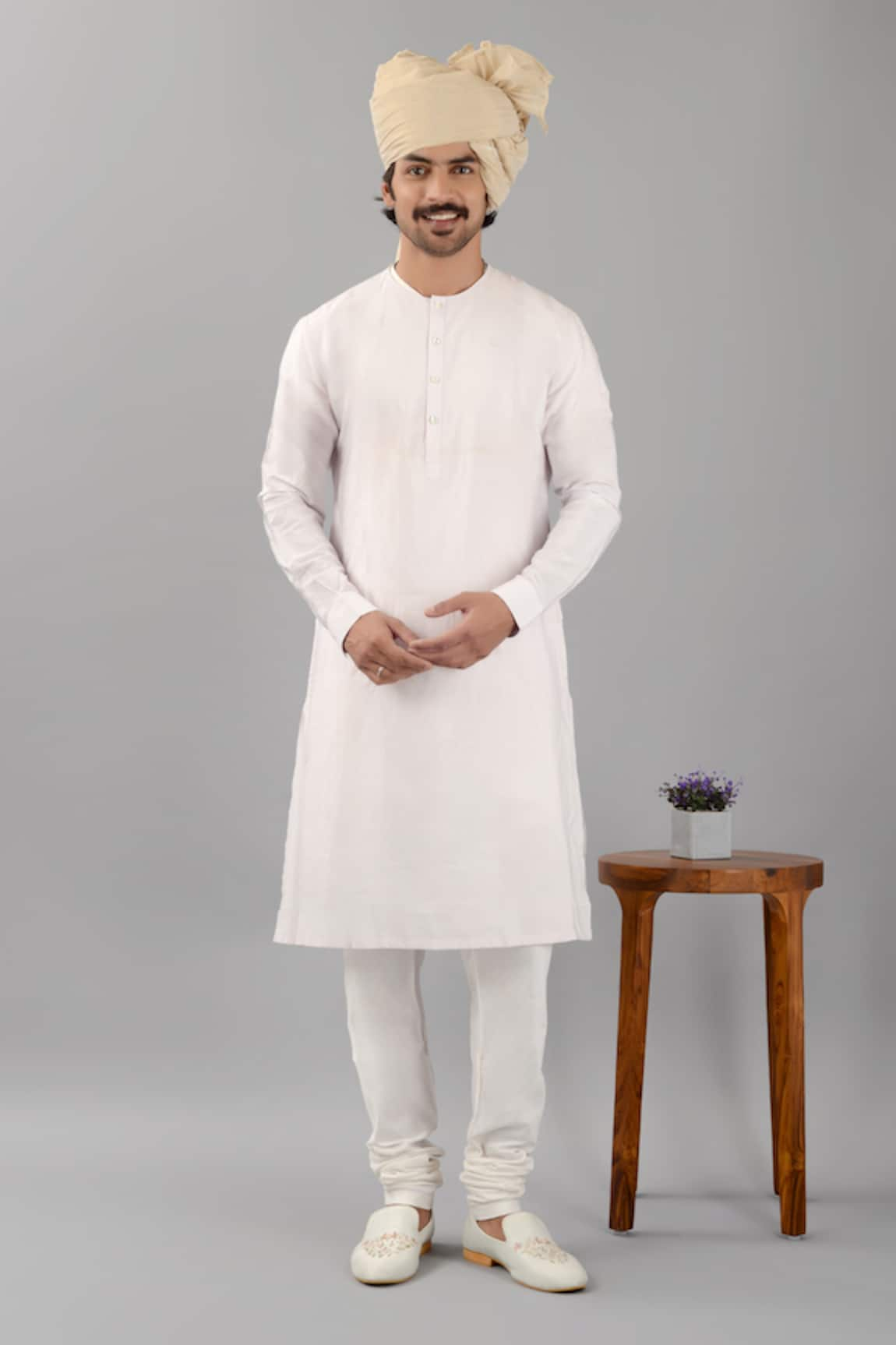 Siddhesh Chauhan Self-Stitched Pattern Sherwani Pant Set