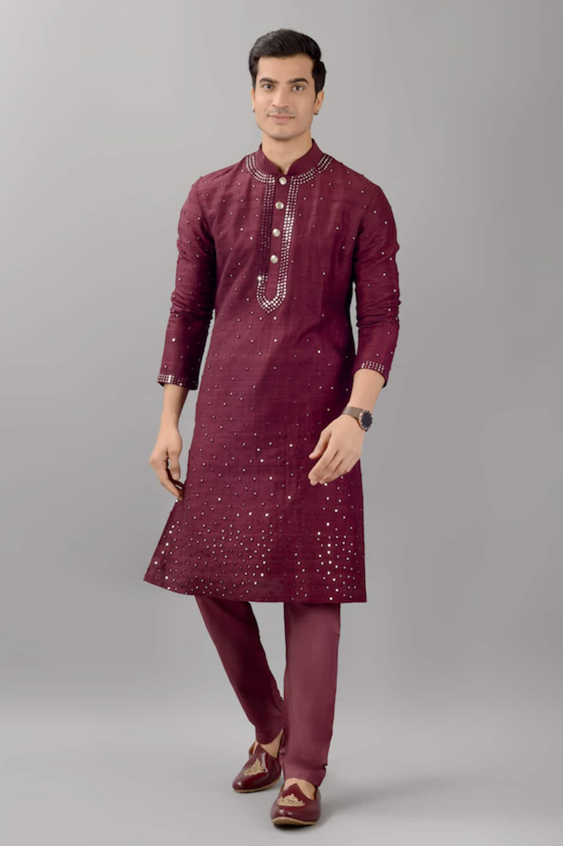 Siddhesh Chauhan Thread & Mirror Embroidered Kurta Set