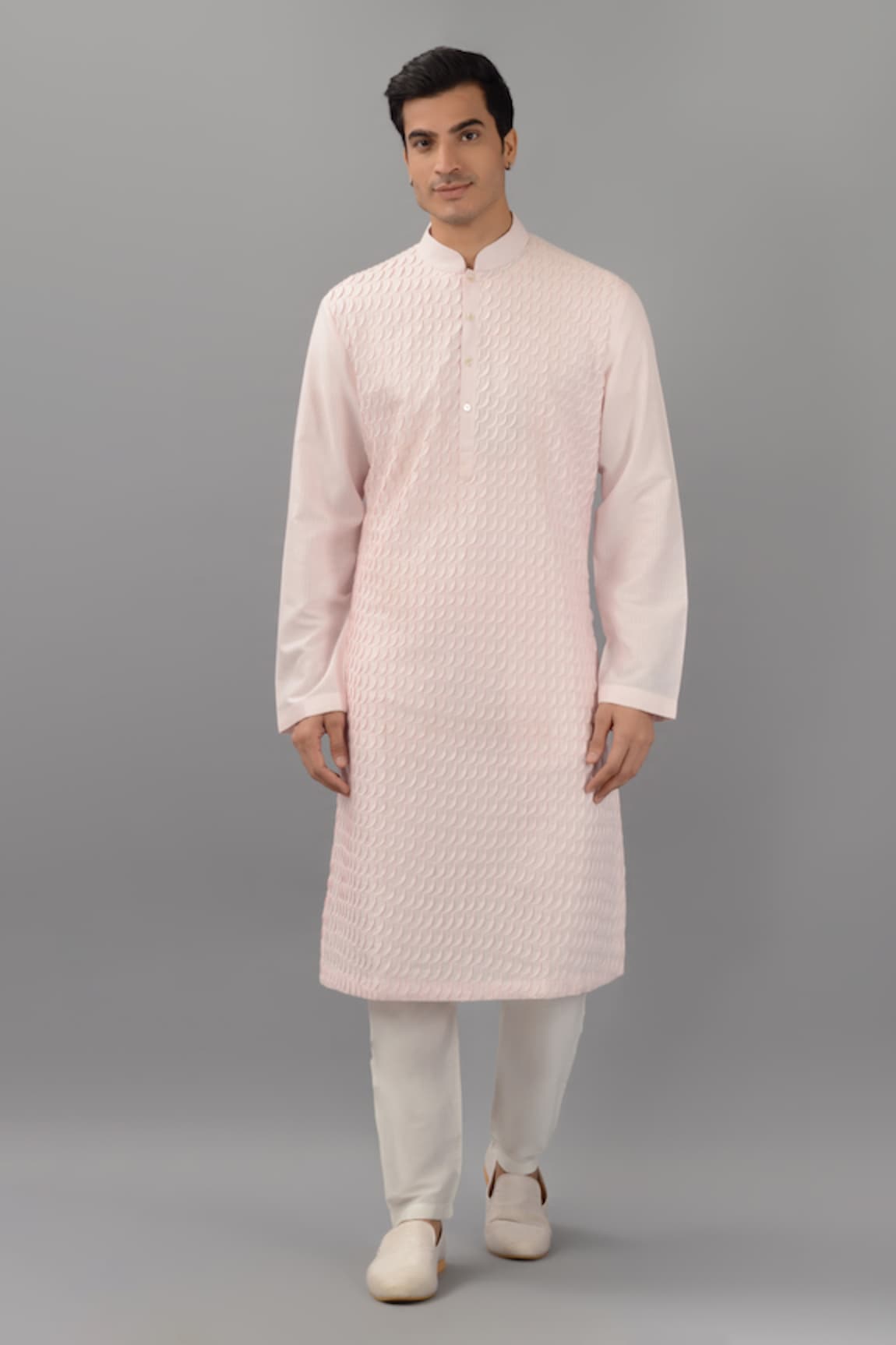 Siddhesh Chauhan Moon Pintucked Silk Kurta Set