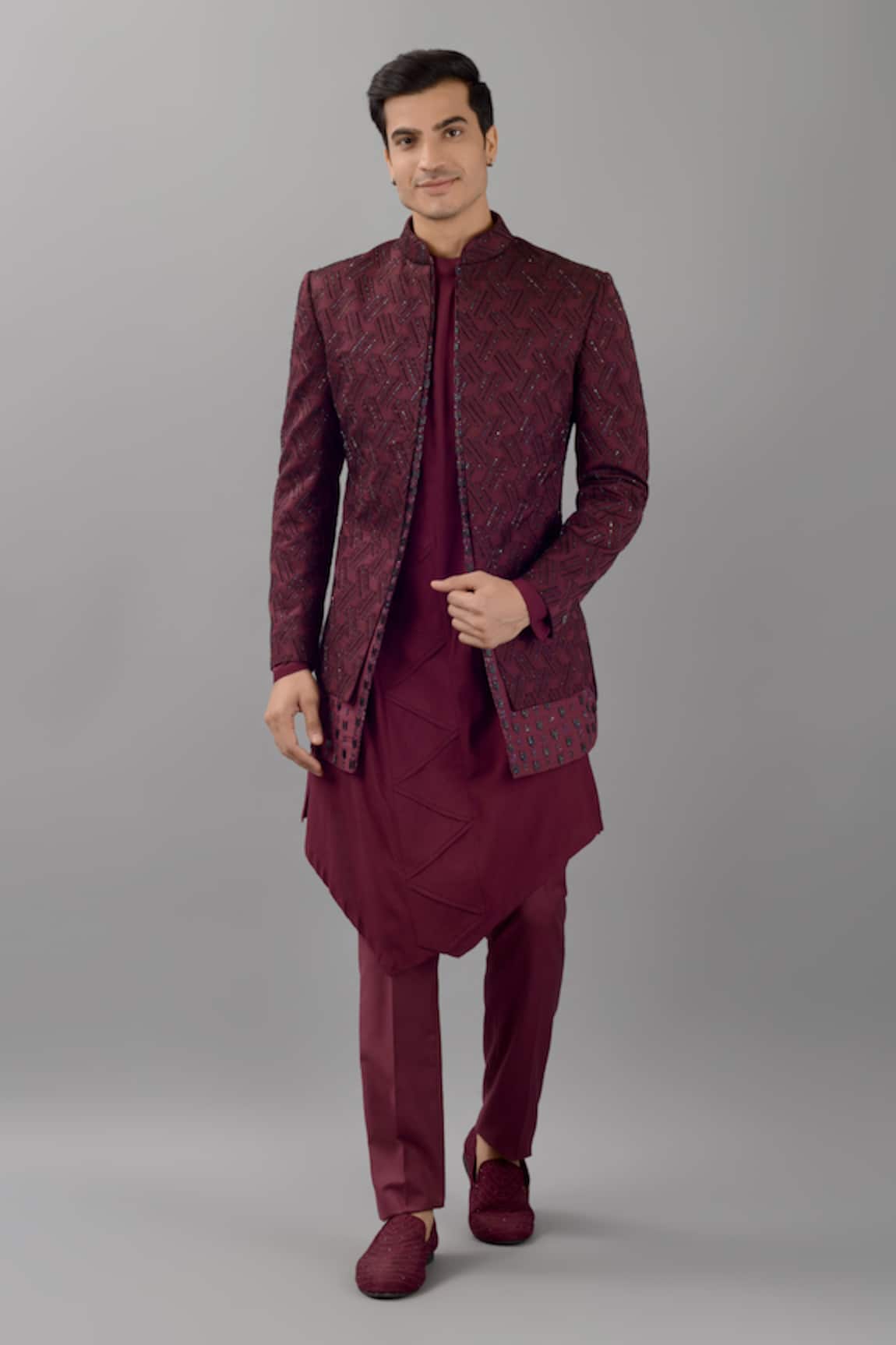 Siddhesh Chauhan Versatile Jacquard Embroidered Jodhpuri Jacket Set