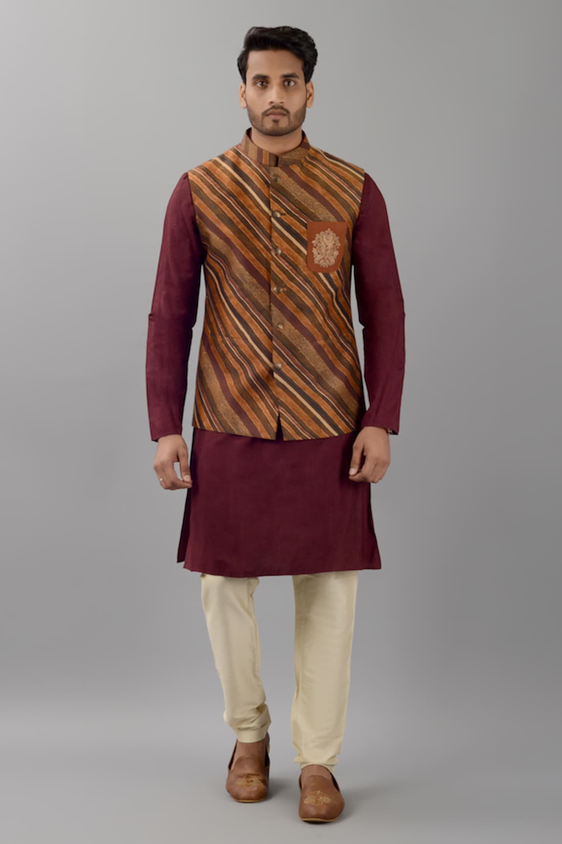 Siddhesh Chauhan Silk Stripe Pattern Bundi