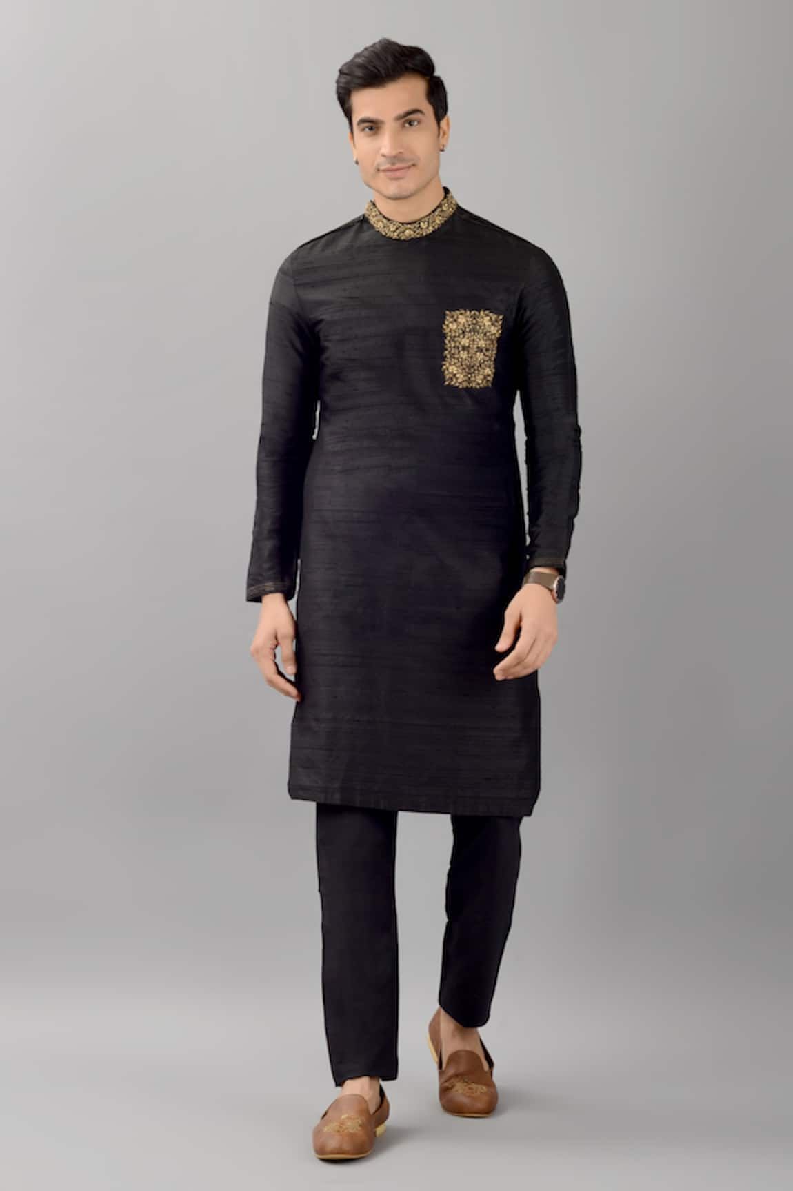 Siddhesh Chauhan Zardozi Embroidered Mandarin Collar Kurta Set