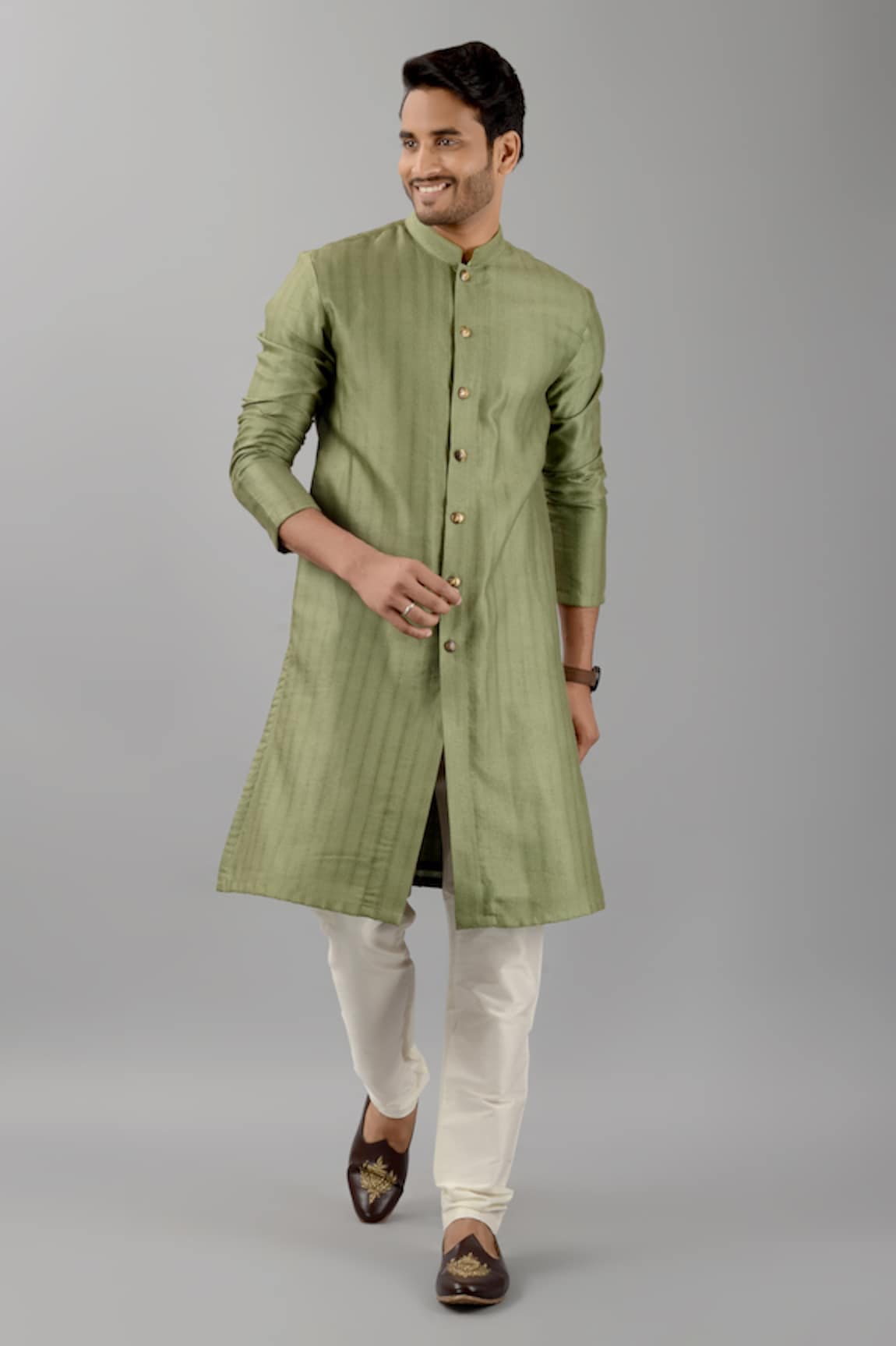 Siddhesh Chauhan Textured Button Down Kurta With Pant