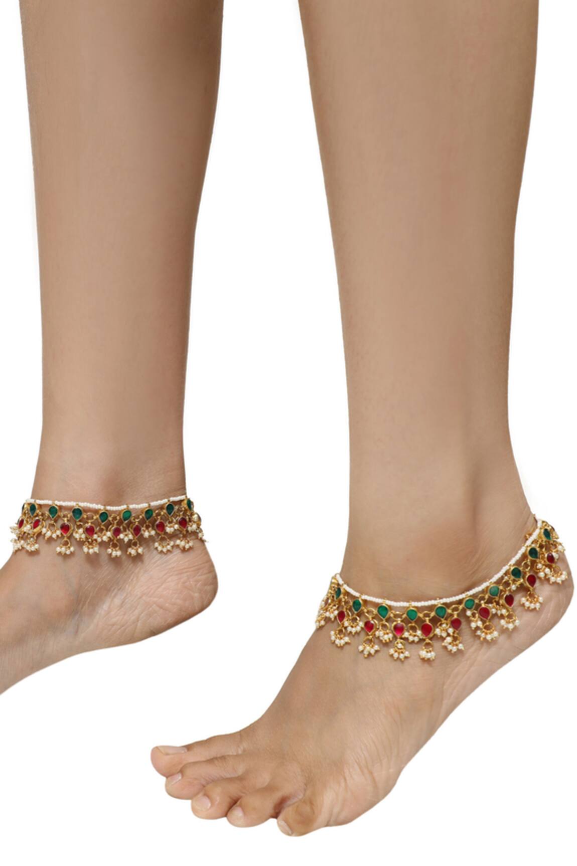Riana Jewellery Tiered Stone Anklets 