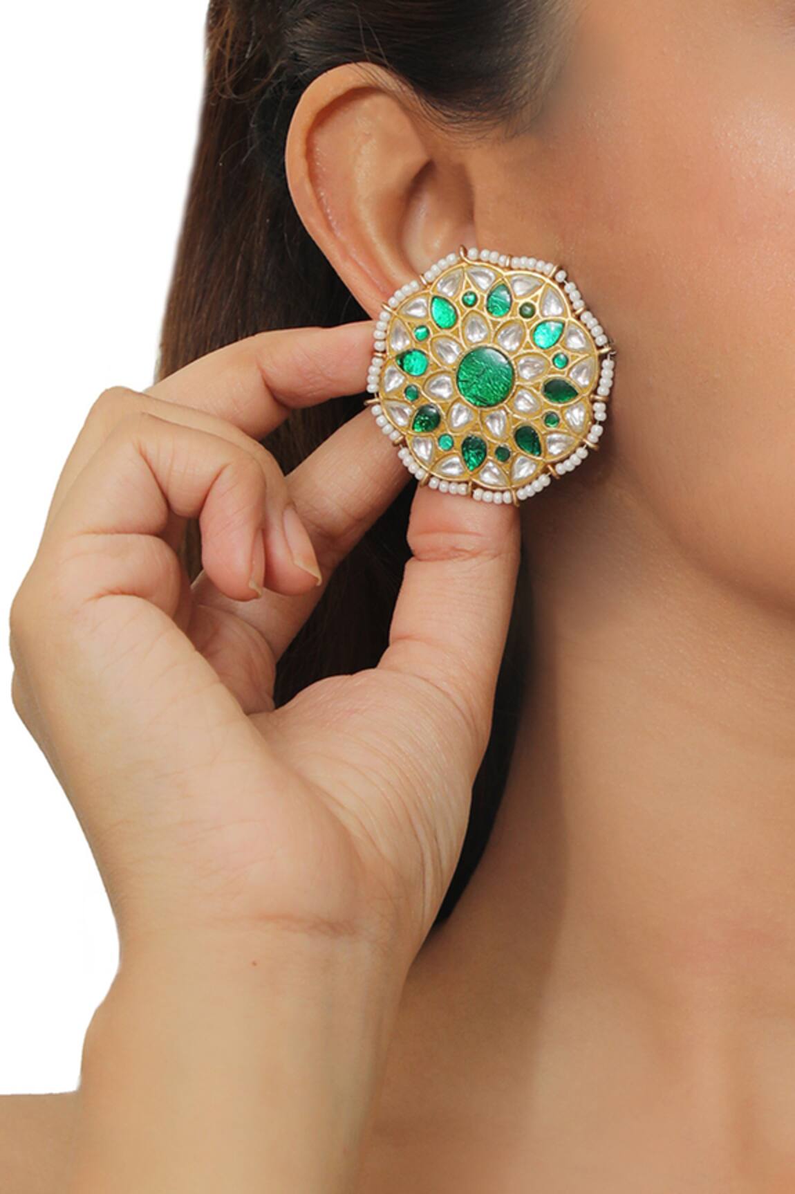 Riana Jewellery Floral Stone Stud Earrings 