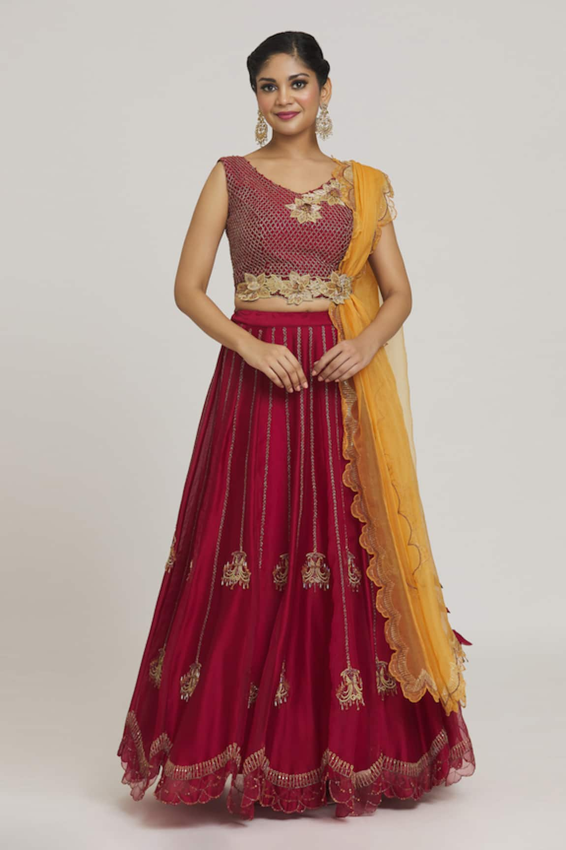 Sozenkari Chandelier Bead Embroidered Lehenga Set