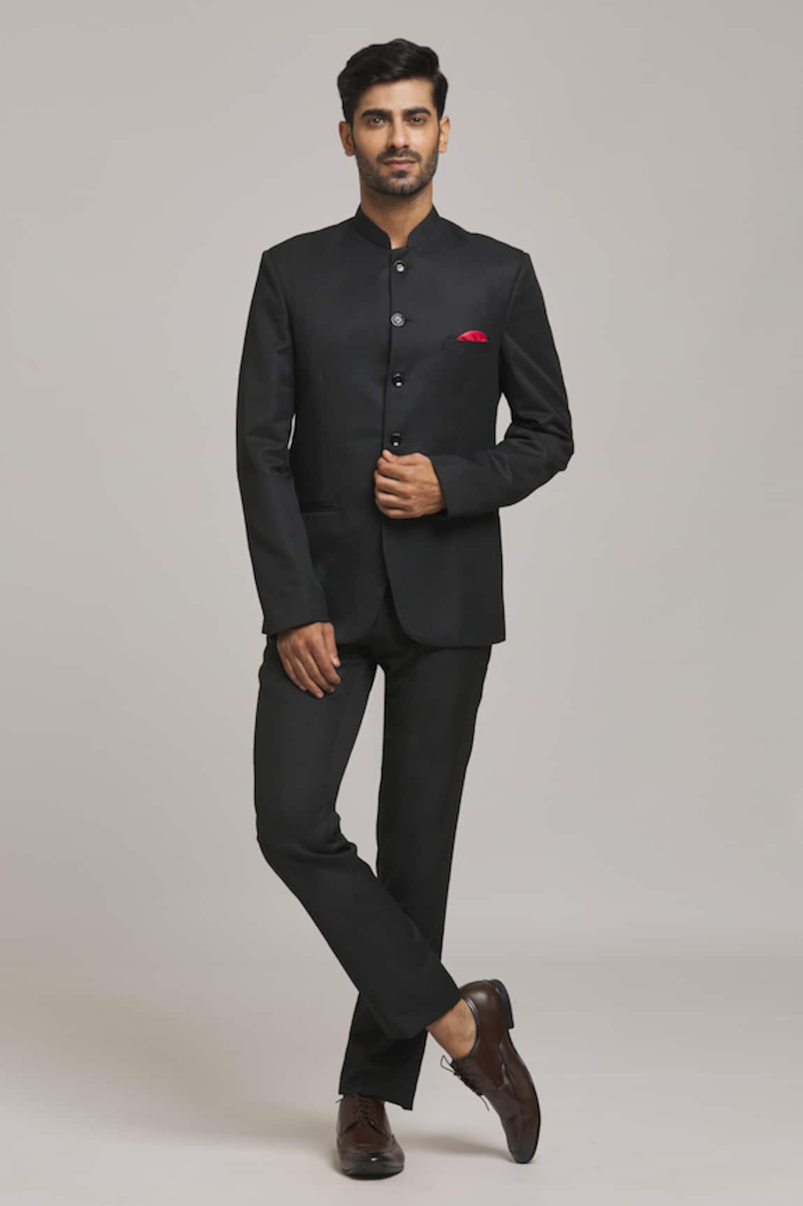 Aryavir Malhotra Plain Button Down Bandhgala