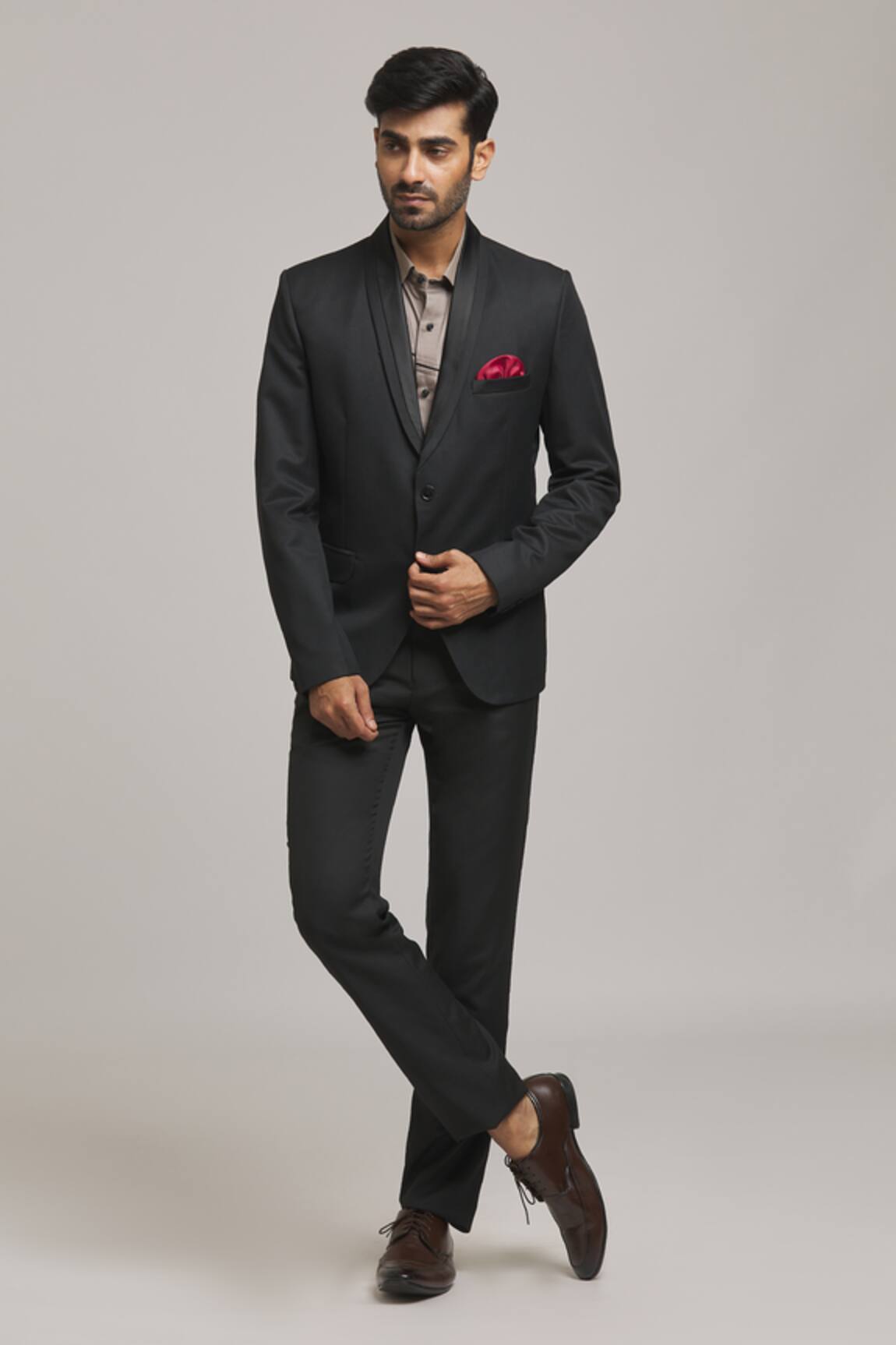 Aryavir Malhotra Solid Shawl Collar Blazer