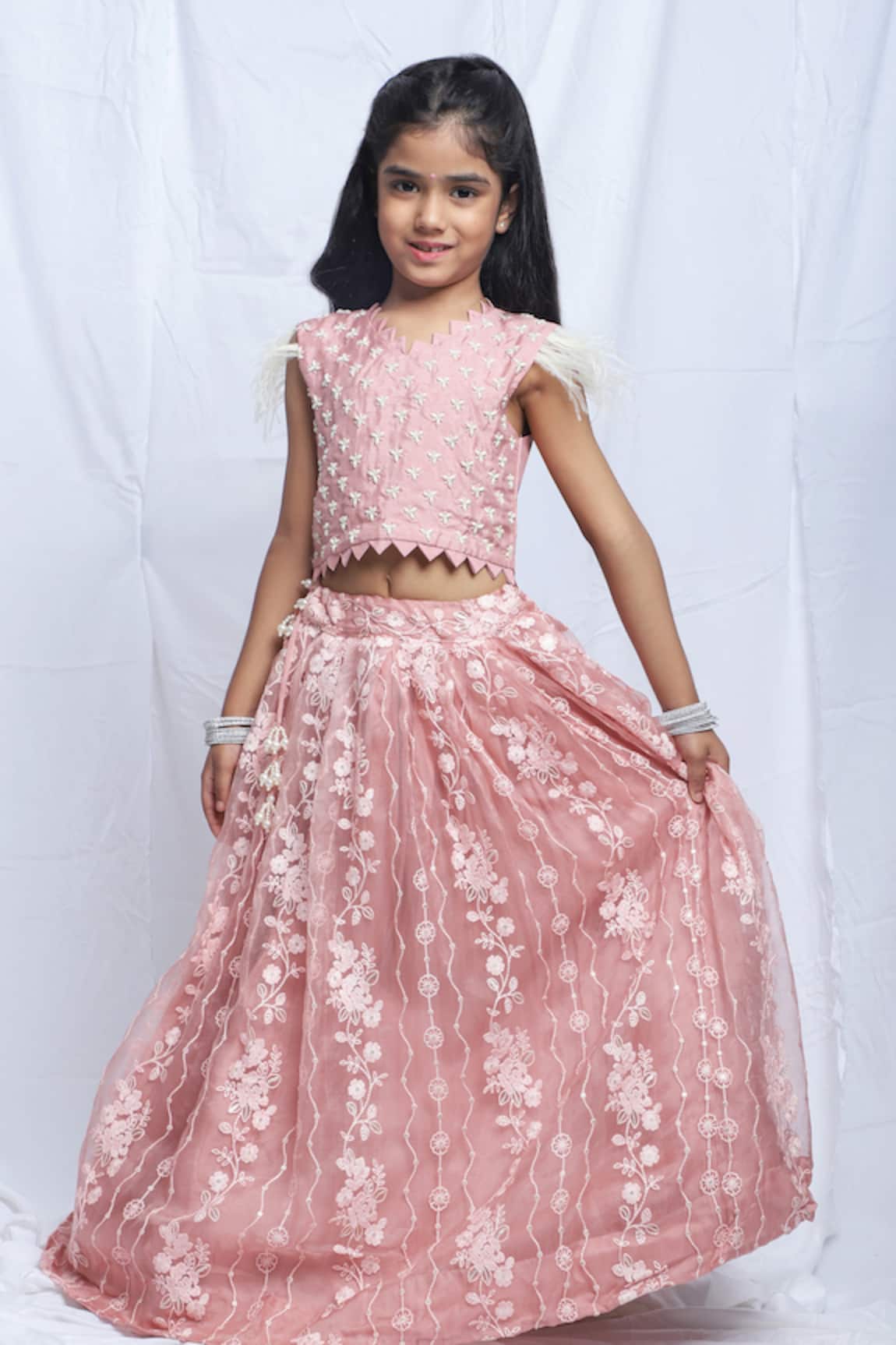 P & S Co Blossom Vine Embroidered Lehenga With Blouse